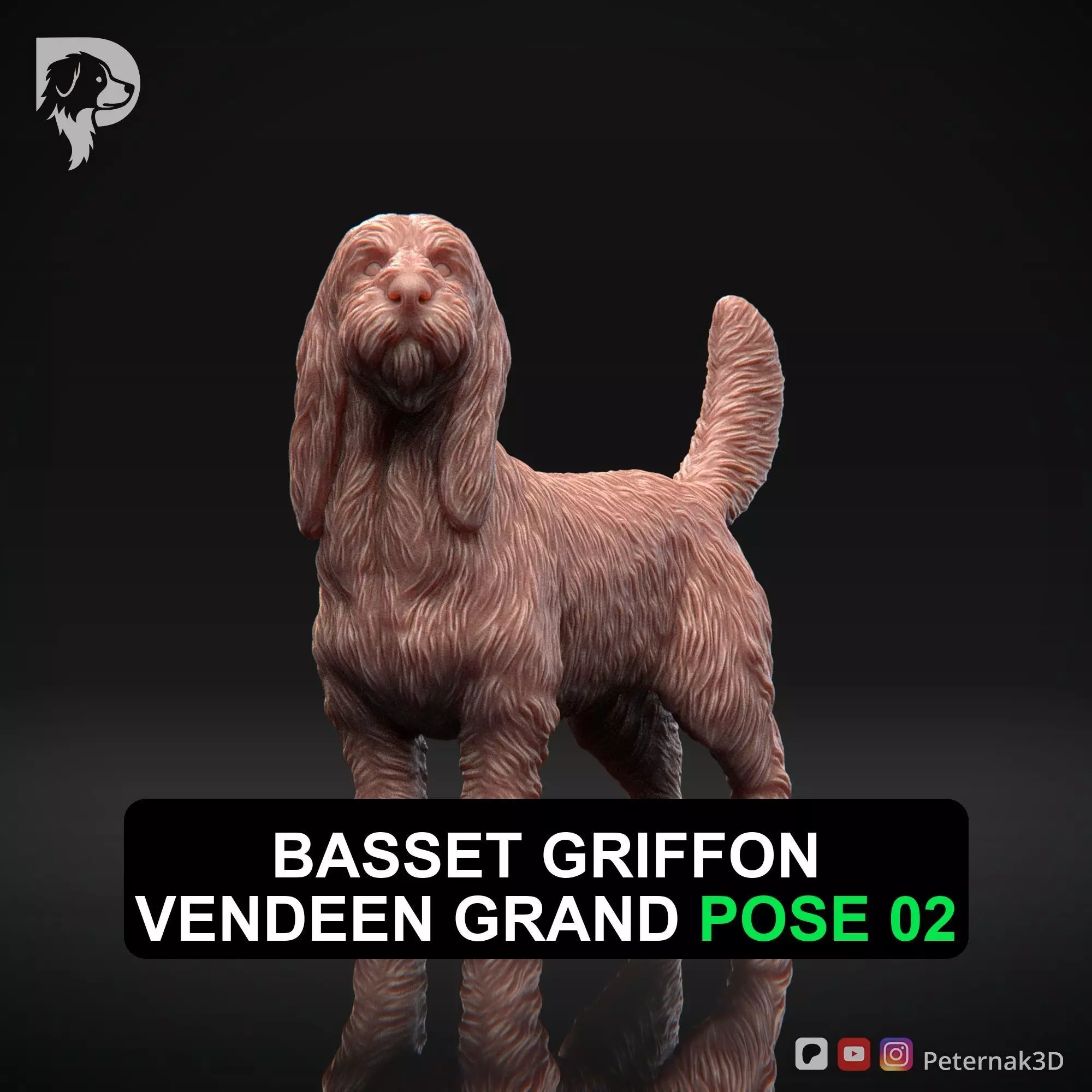 Dog 3D Print Model Basset Griffon Vendeen Grand Pose 02 STL 3D print model_0