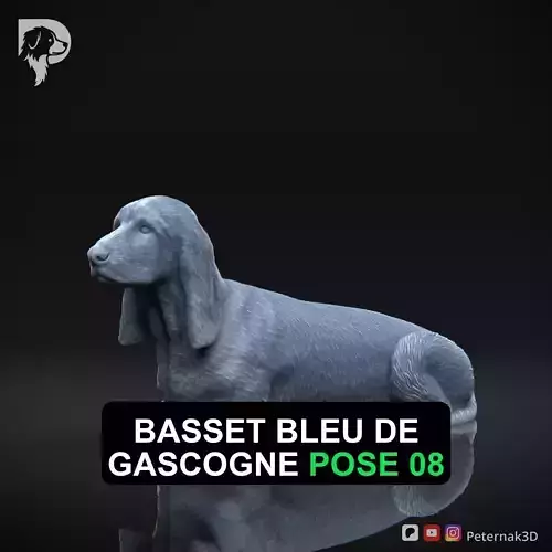 Dog 3D Print Model Basset Bleu de Gascogne Pose 08 Ready STL 3D print model