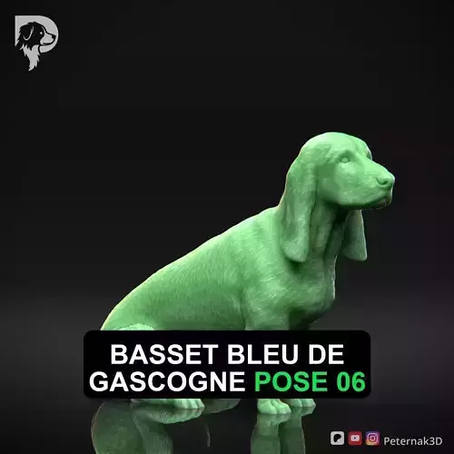Dog 3D Print Model Basset Bleu de Gascogne Pose 06 Ready STL