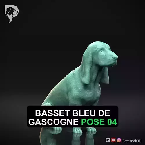 Dog 3D Print Model Basset Bleu de Gascogne Pose 04 Ready STL