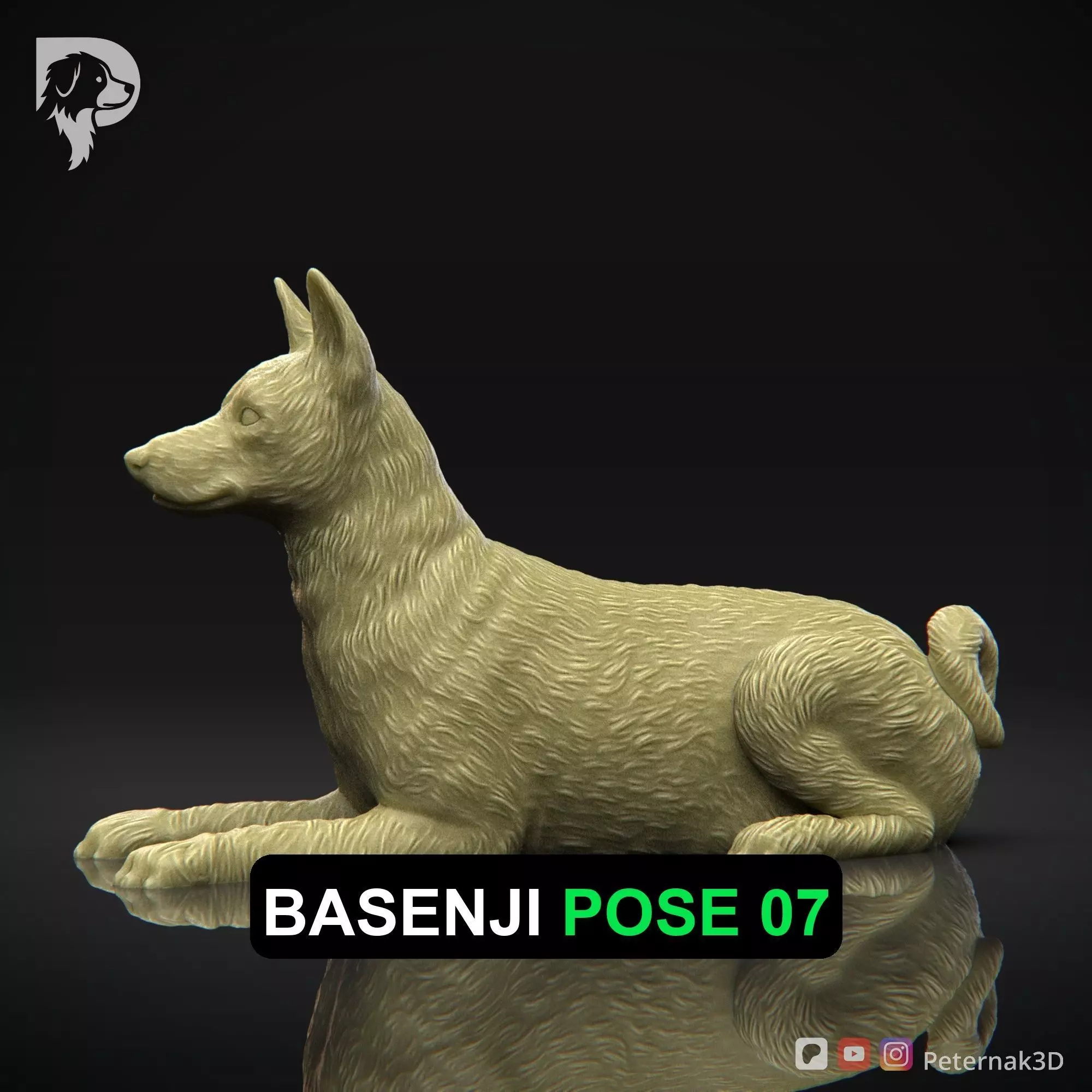Dog 3D Print Model Basenji Pose 07 Ready STL 3D print model_0