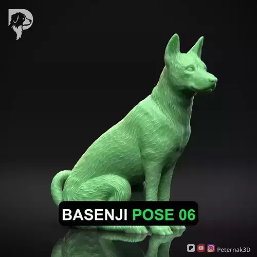 Dog 3D Print Model Basenji Pose 06 Ready STL