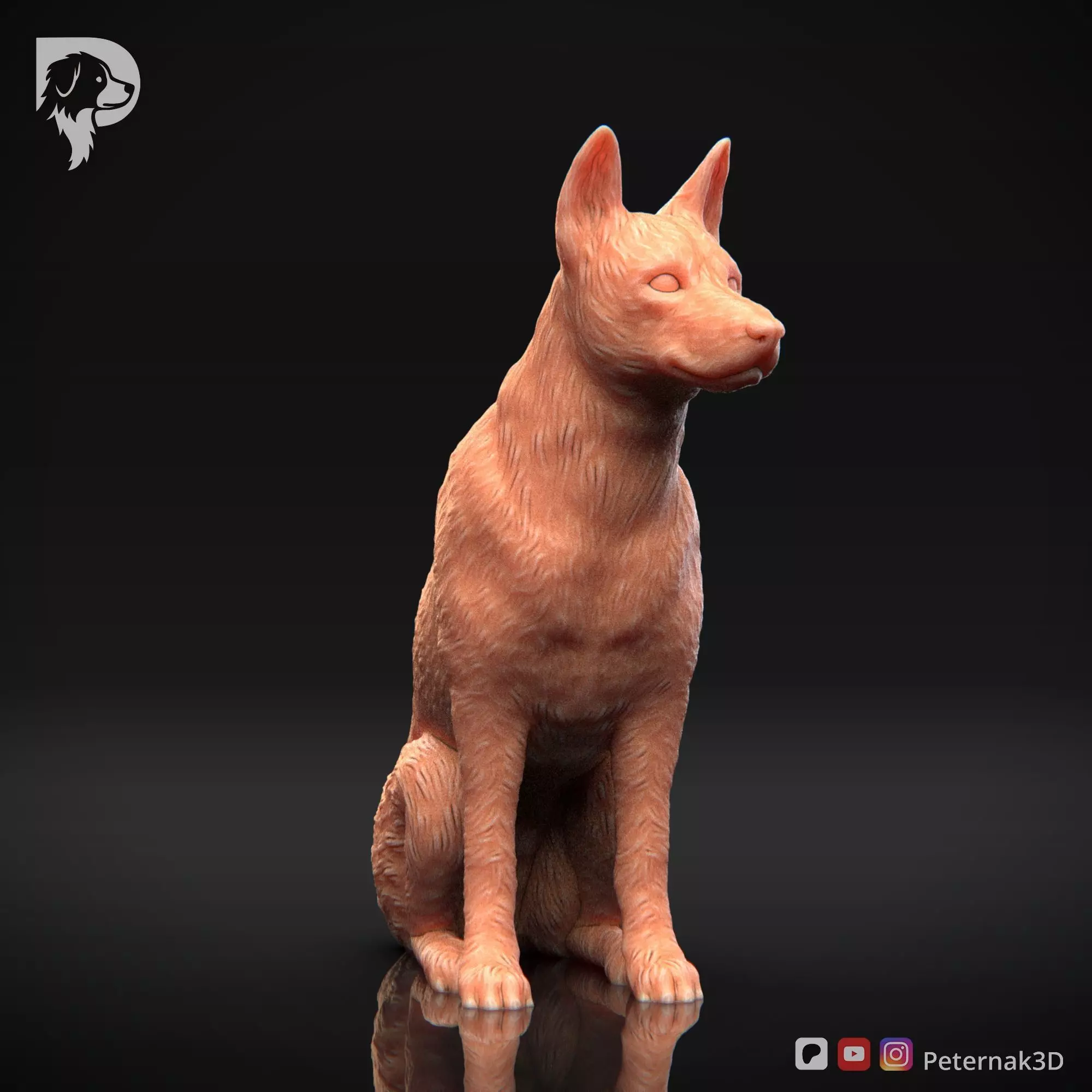 Dog 3D Print Model Basenji Pose 05 Ready STL 3D print model_3