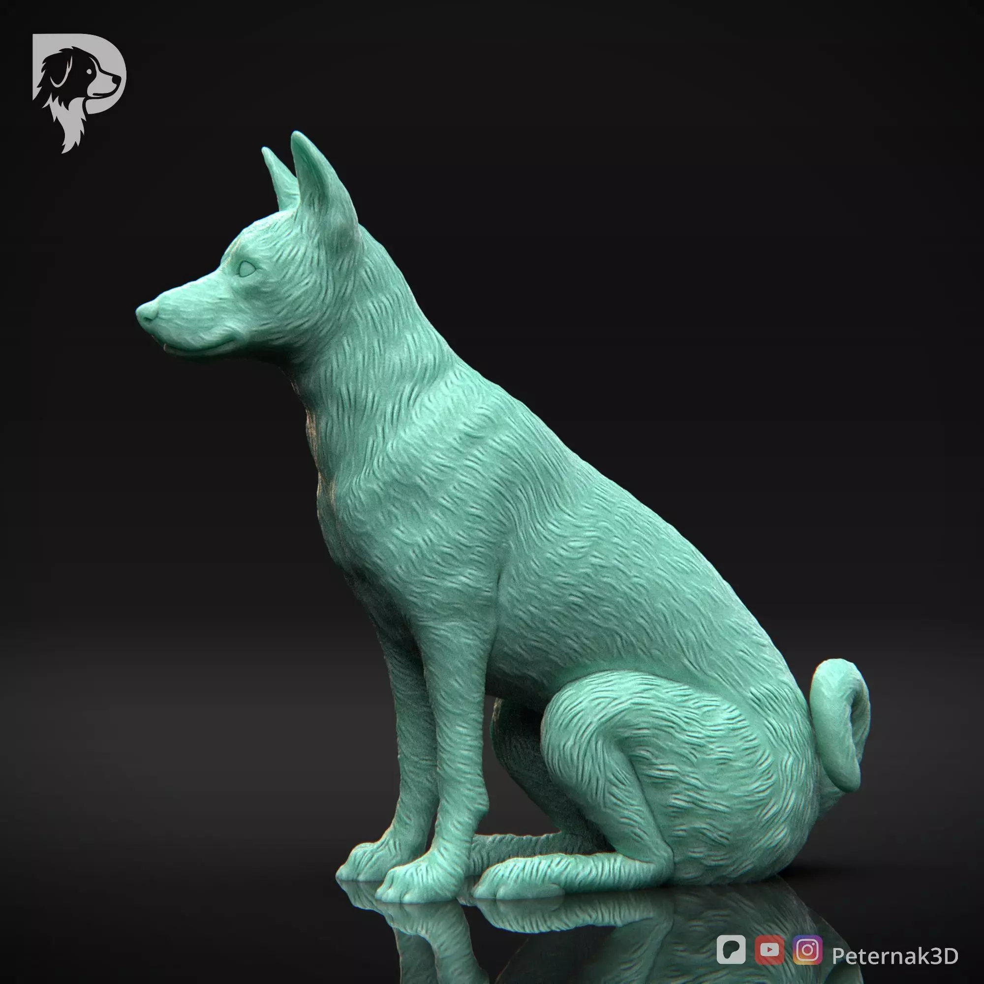 Dog 3D Print Model Basenji Pose 04 Ready STL 3D print model_10