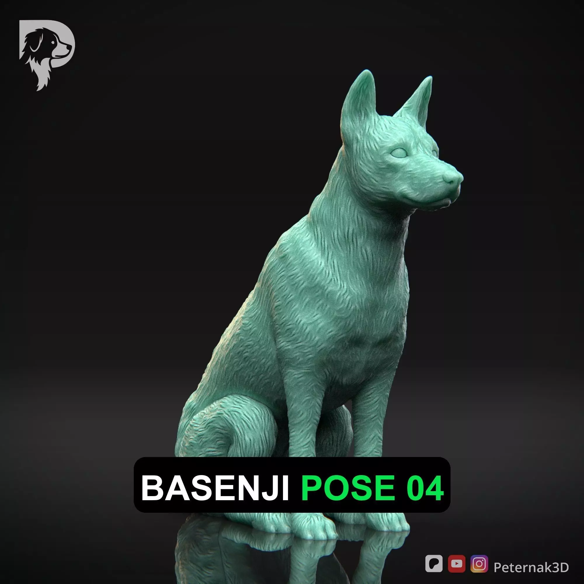 Dog 3D Print Model Basenji Pose 04 Ready STL 3D print model_0