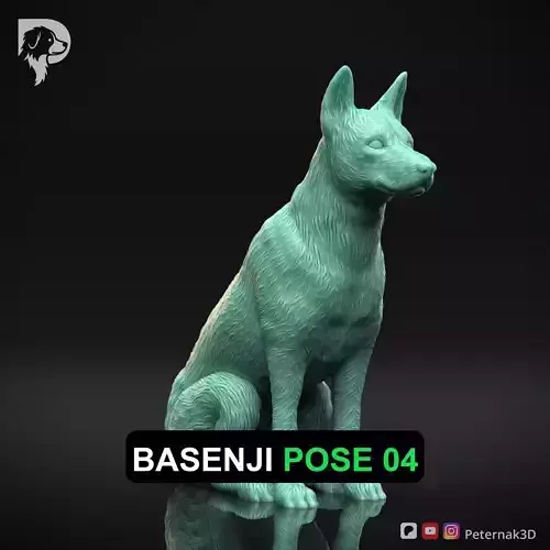 Dog 3D Print Model Basenji Pose 04 Ready STL