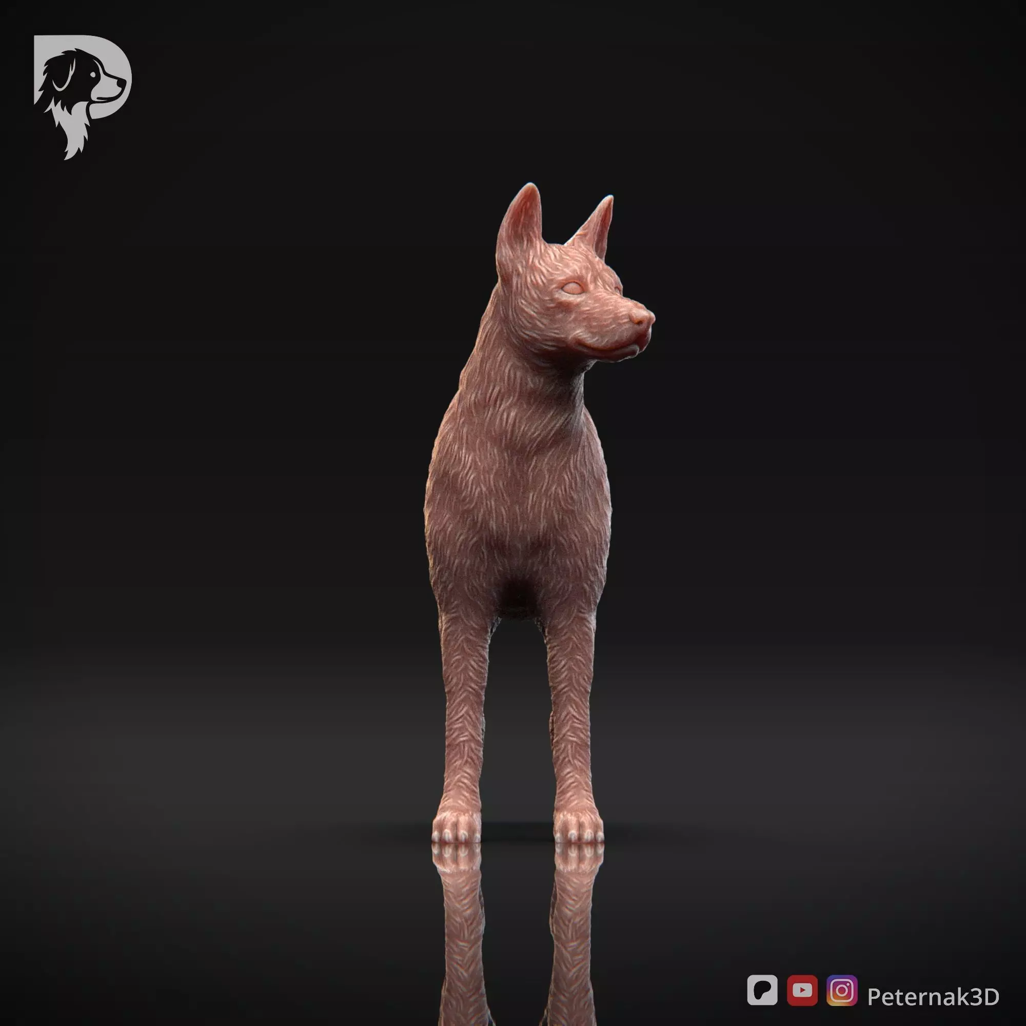 Dog 3D Print Model Basenji Pose 02 Ready STL 3D print model_2