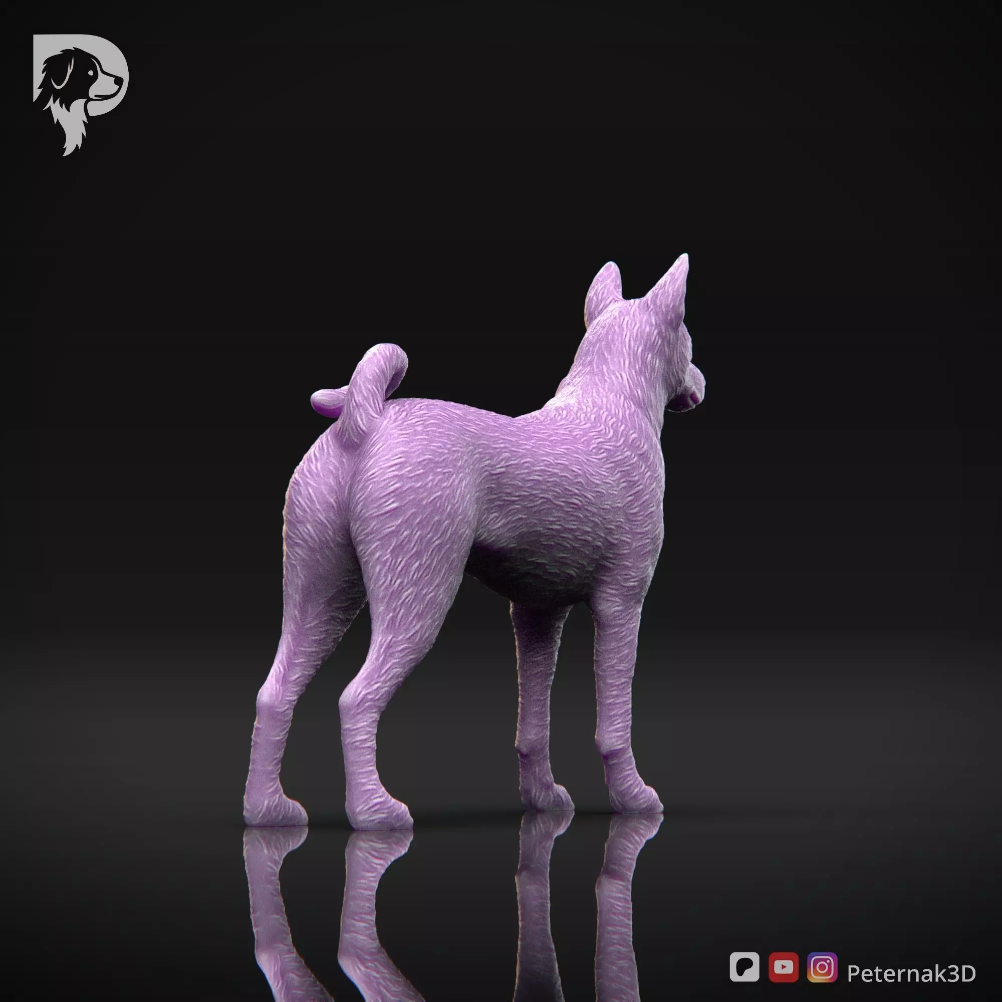 Dog 3D Print Model Basenji Pose 01 Ready STL 3D print model_6