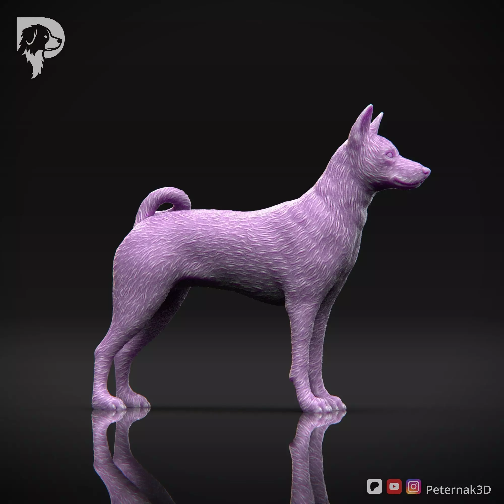Dog 3D Print Model Basenji Pose 01 Ready STL 3D print model_4