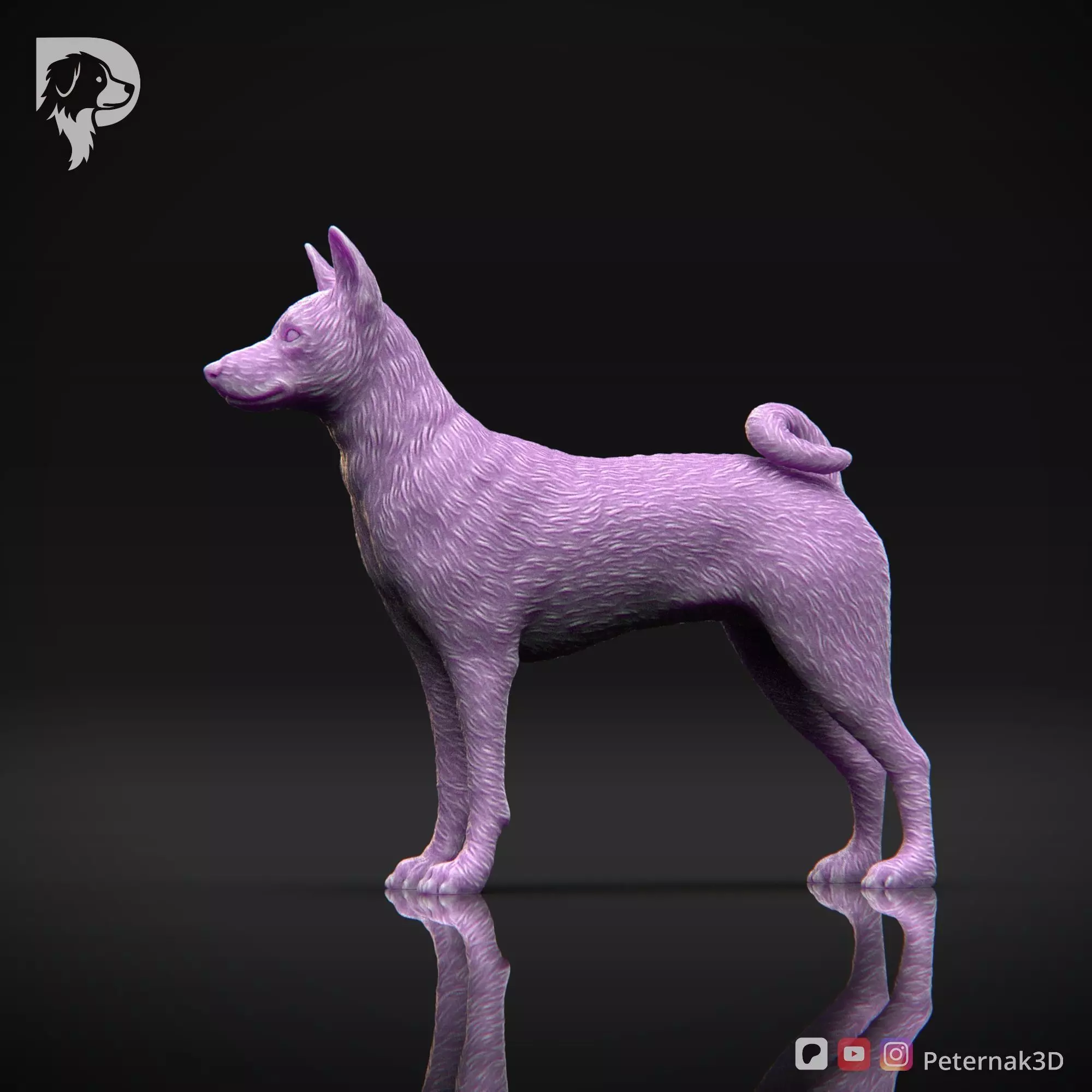 Dog 3D Print Model Basenji Pose 01 Ready STL 3D print model_10