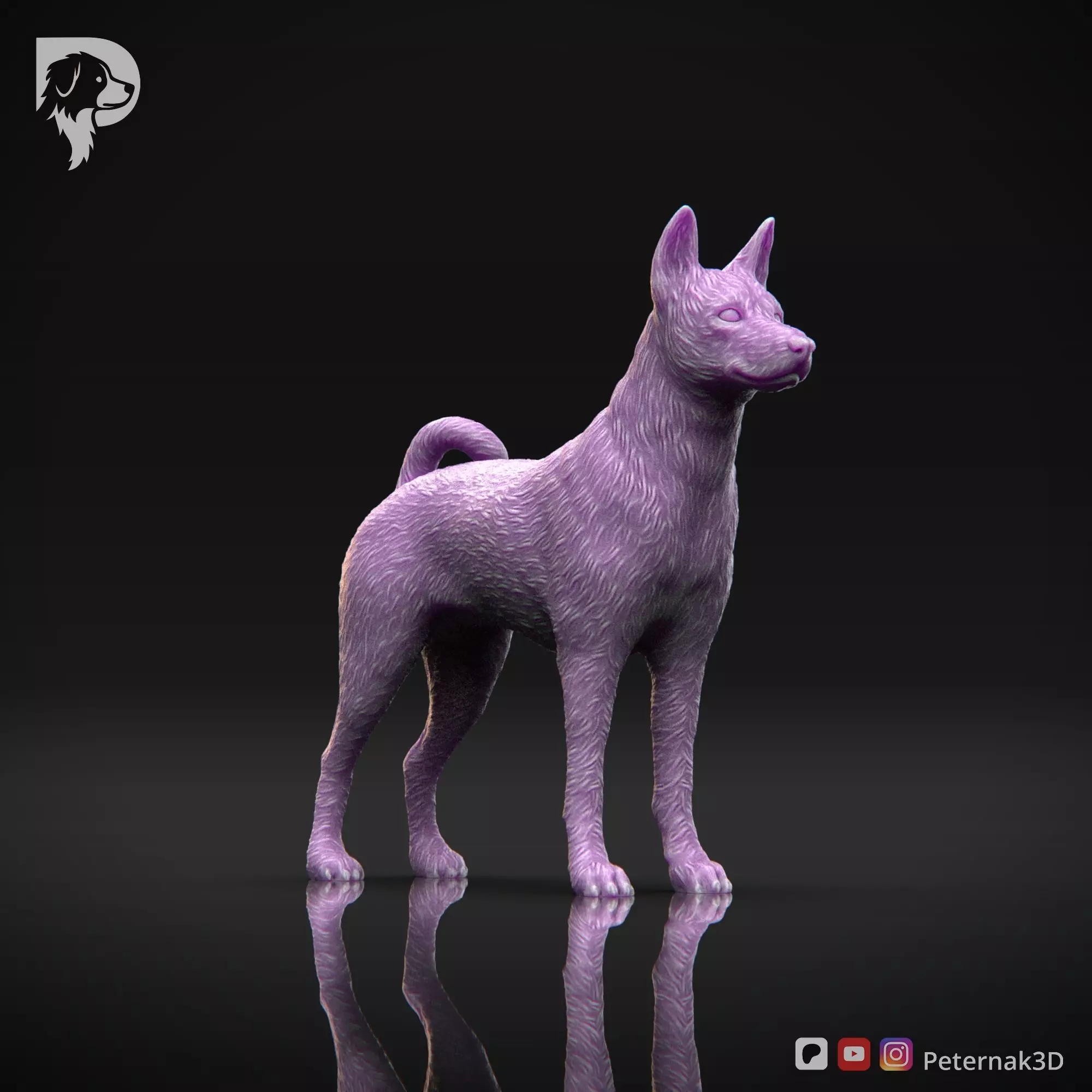Dog 3D Print Model Basenji Pose 01 Ready STL 3D print model_3