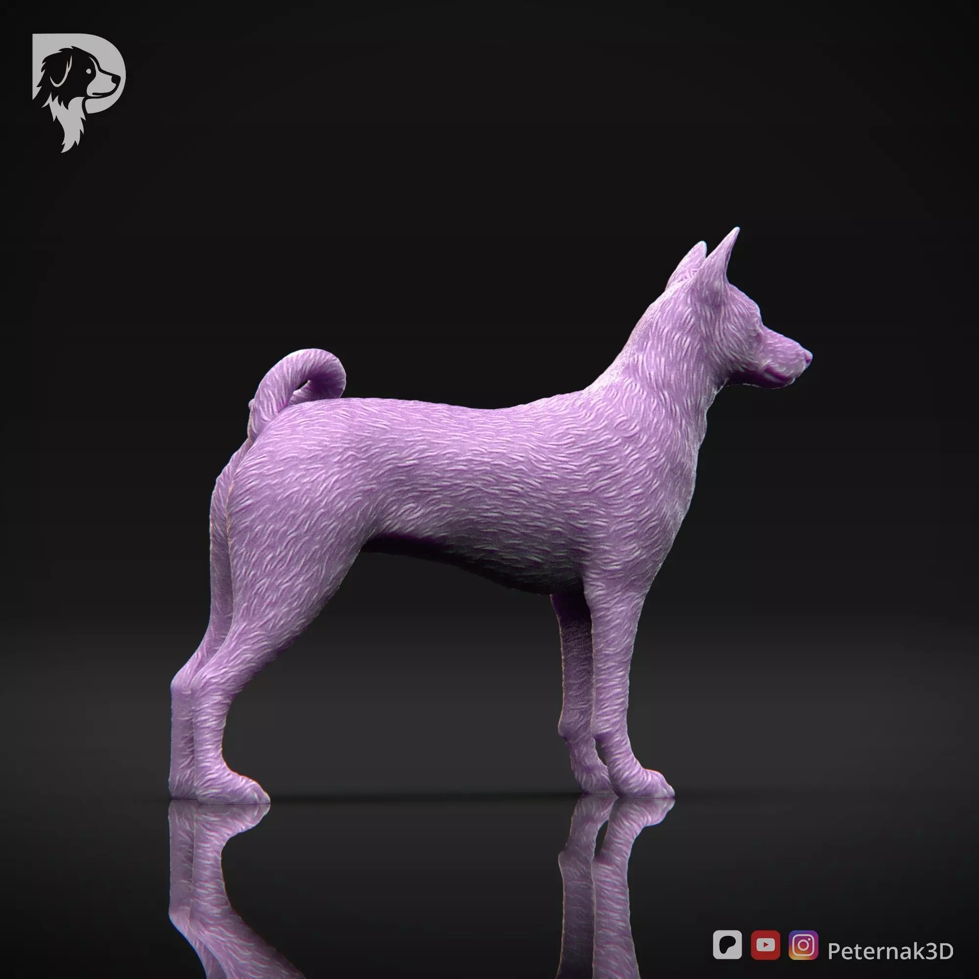 Dog 3D Print Model Basenji Pose 01 Ready STL 3D print model_5
