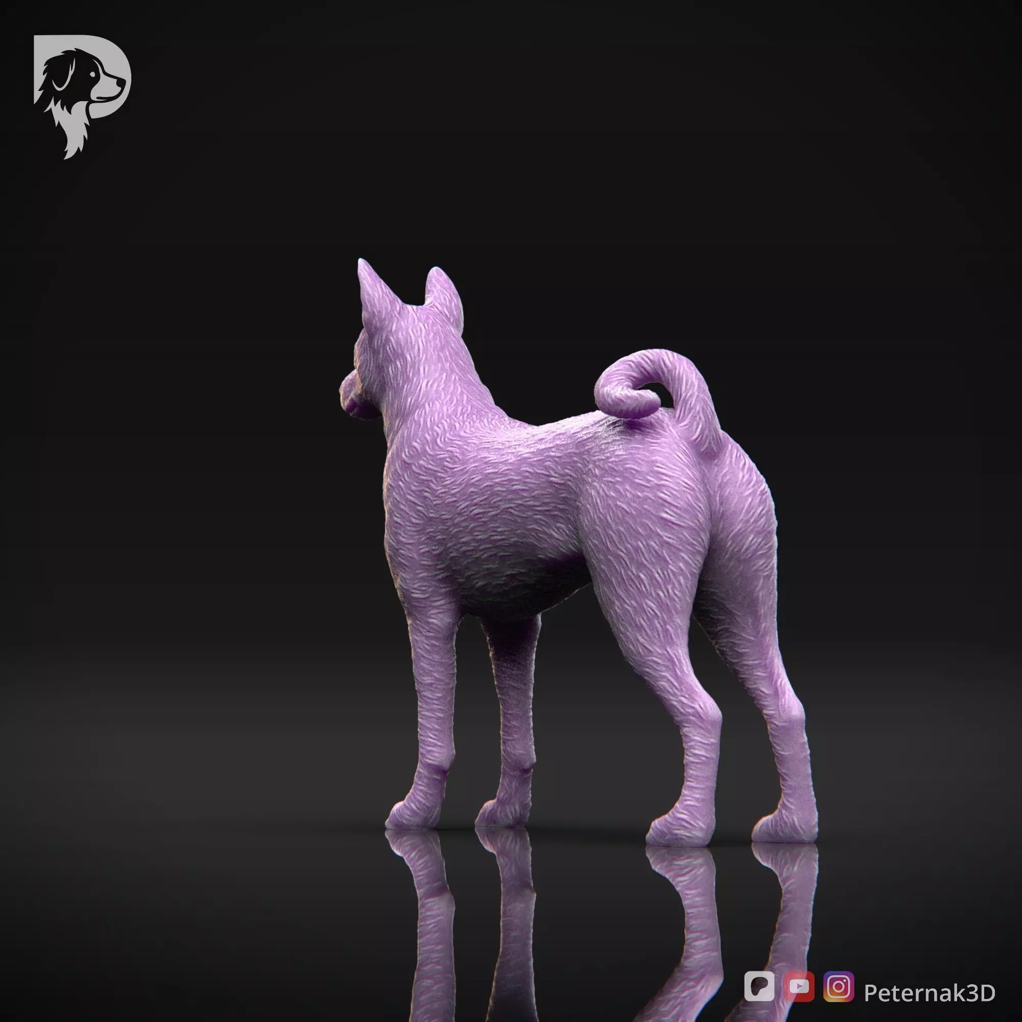 Dog 3D Print Model Basenji Pose 01 Ready STL 3D print model_8