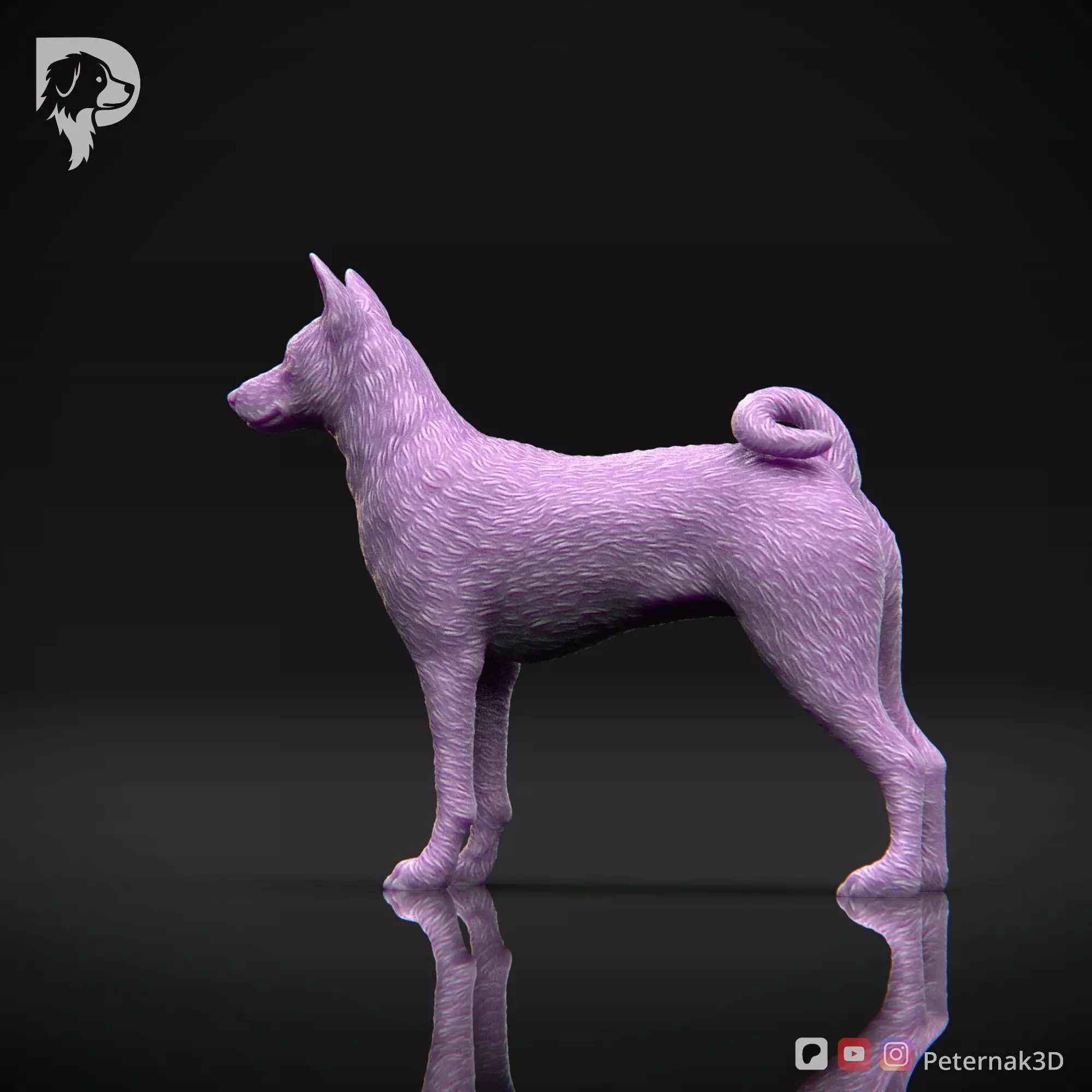Dog 3D Print Model Basenji Pose 01 Ready STL 3D print model_9