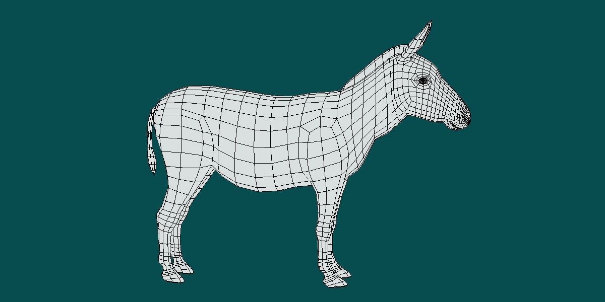 Donkey Animals lowpoly Low-poly 3D model_4