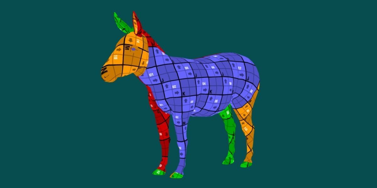 Donkey Animals lowpoly Low-poly 3D model_9