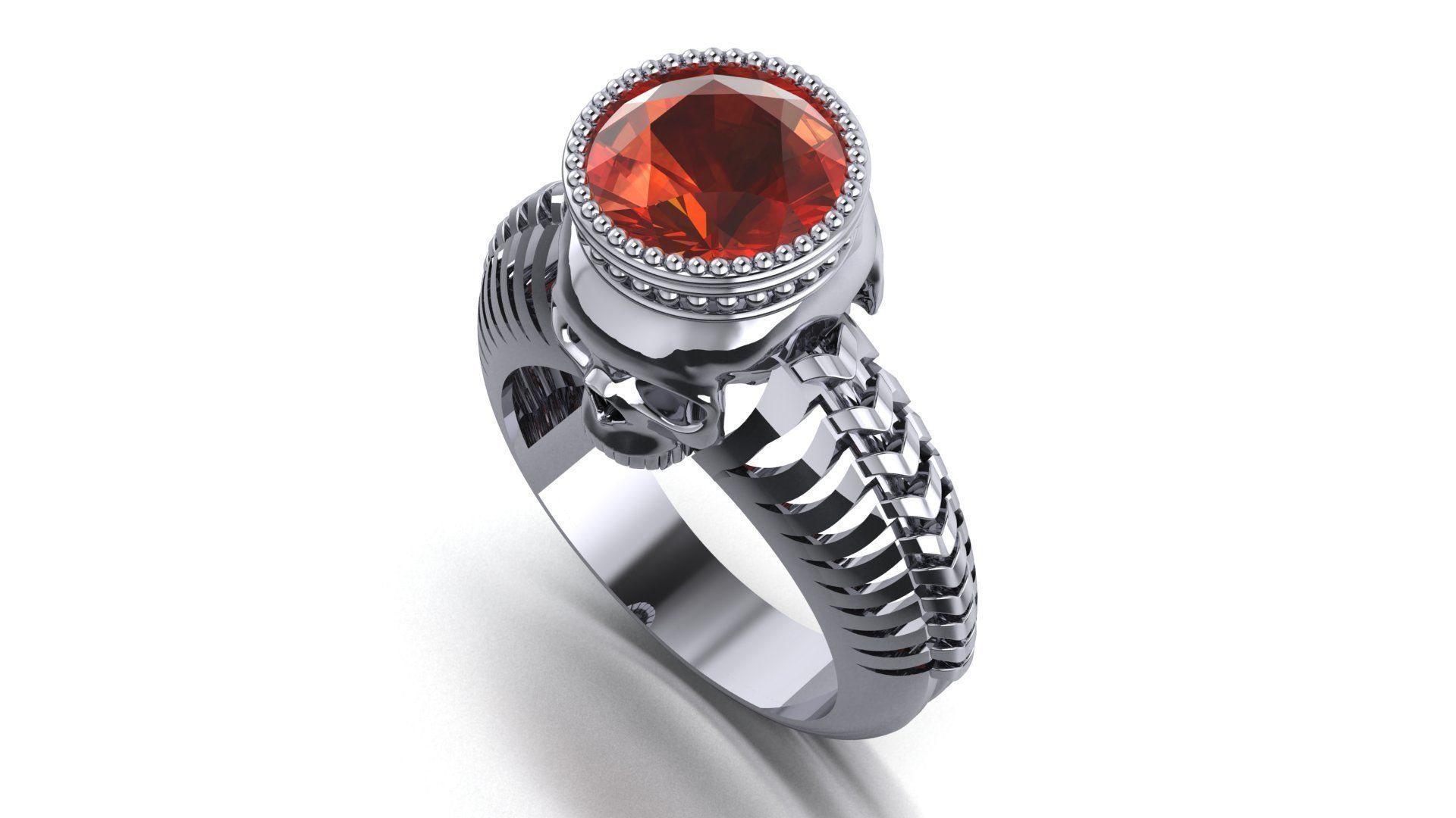 Skull ring skeleton ring 3D print model_2