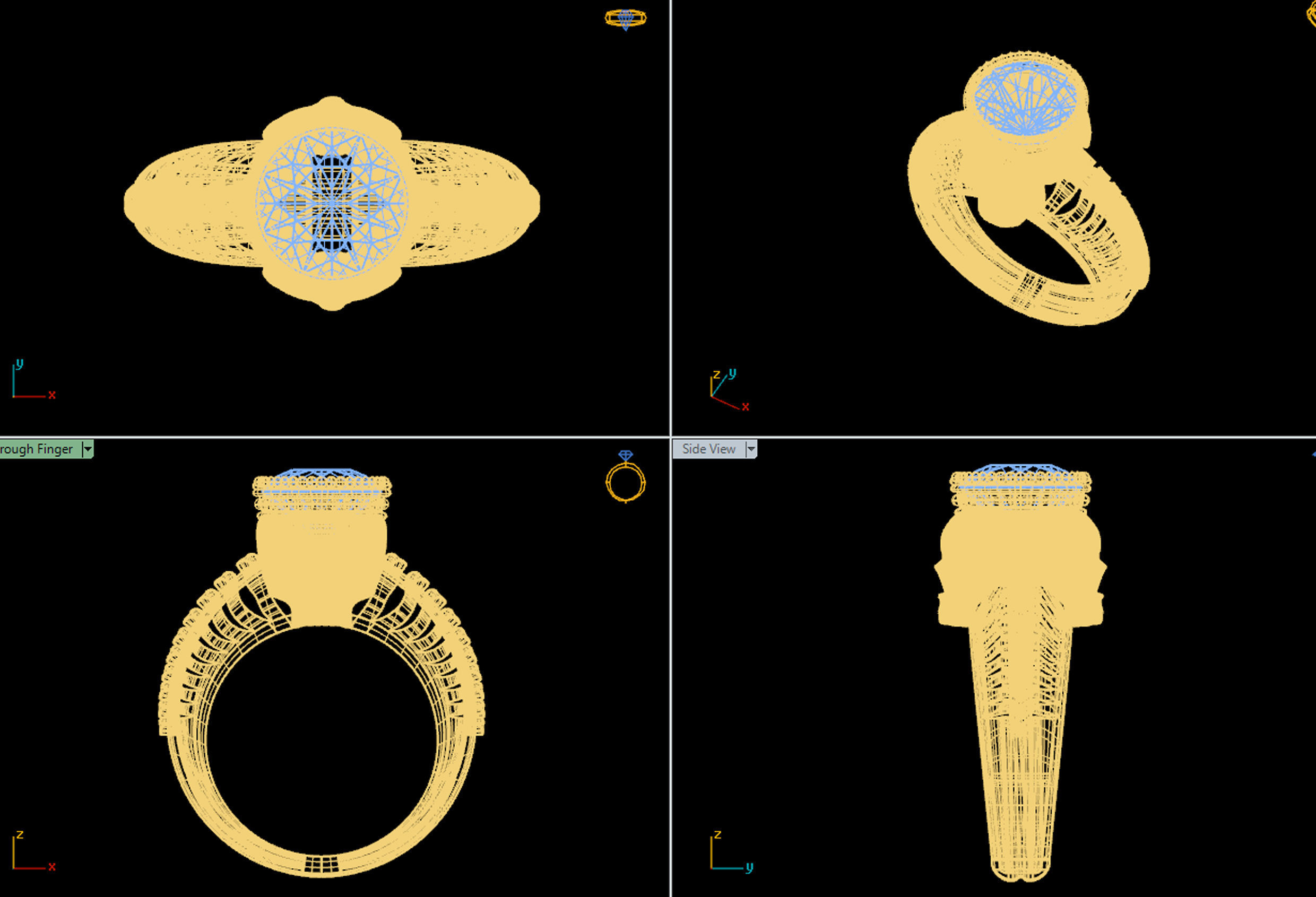 Skull ring skeleton ring 3D print model_4