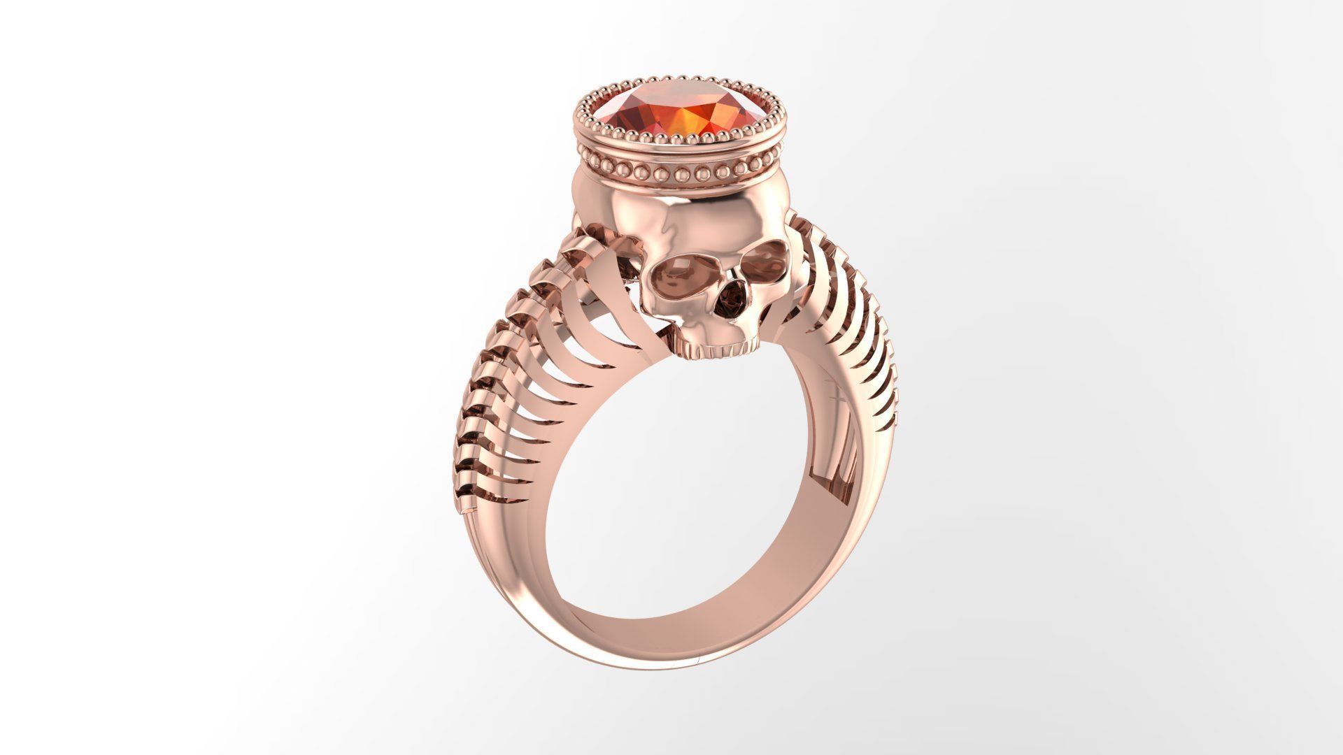 Skull ring skeleton ring 3D print model_6