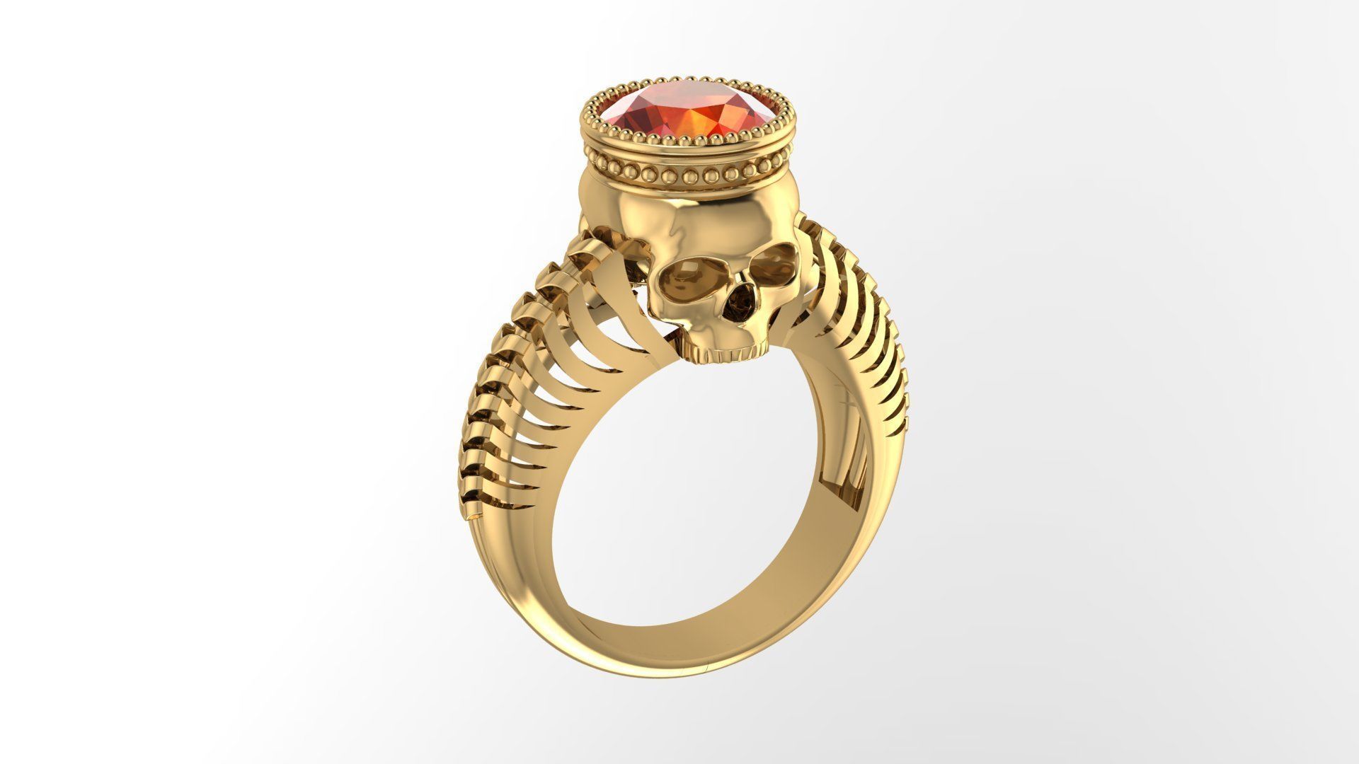 Skull ring skeleton ring 3D print model_7