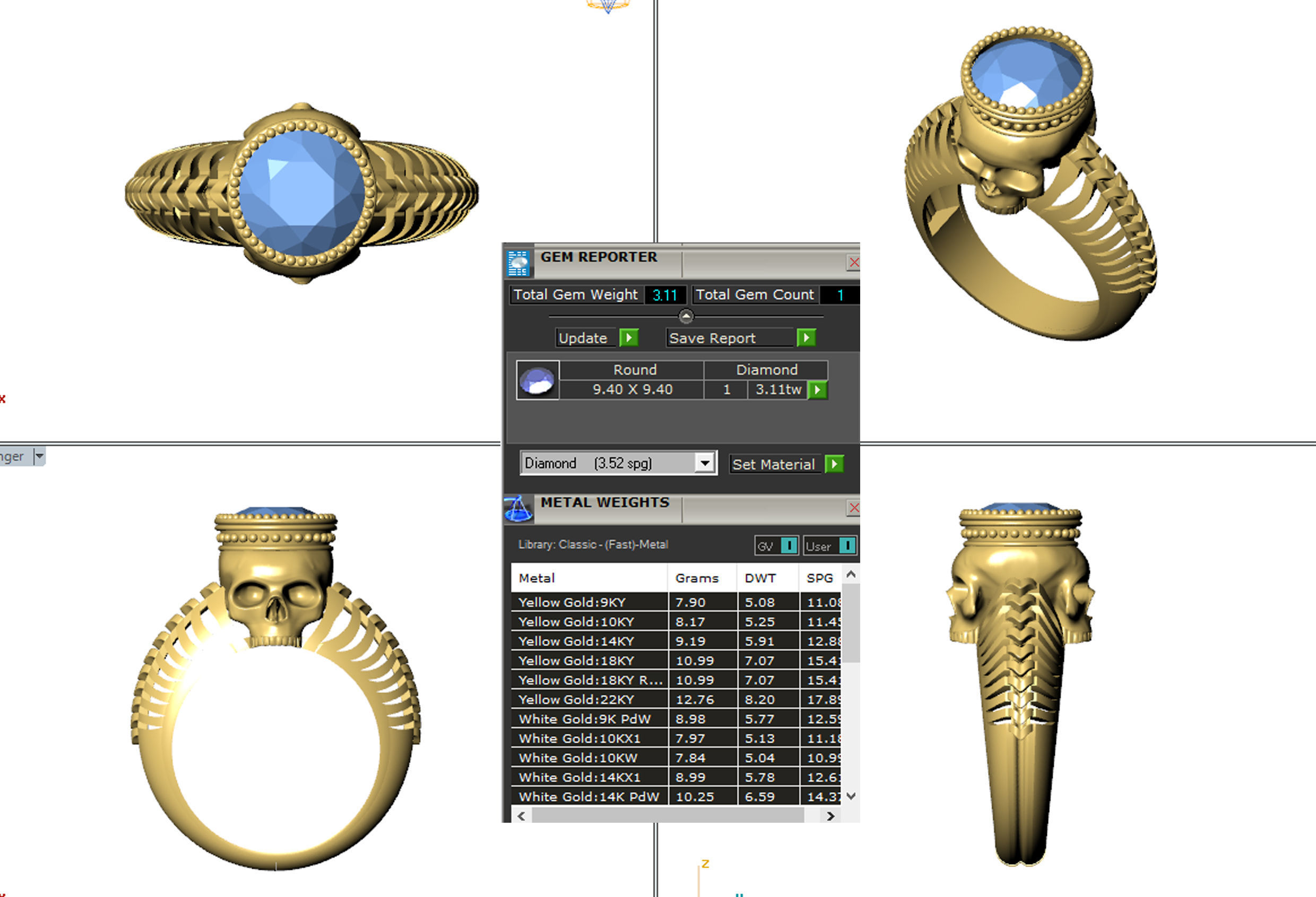 Skull ring skeleton ring 3D print model_3