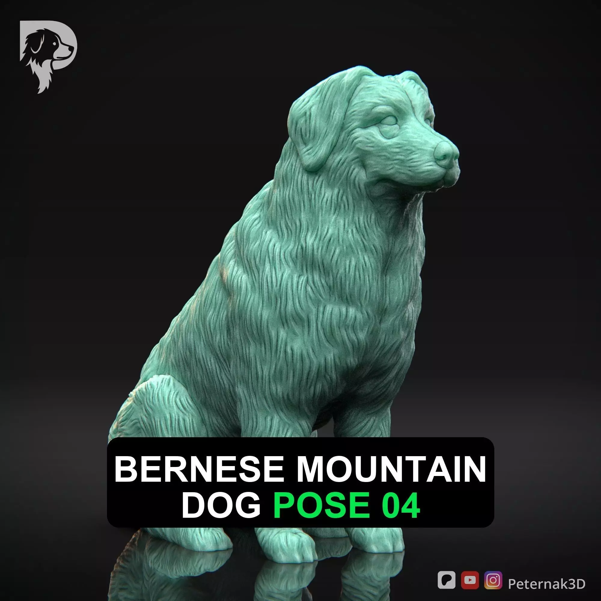 Dog 3D Print Model Bernese Mountain Dog Pose 04 Ready STL 3D print model_0