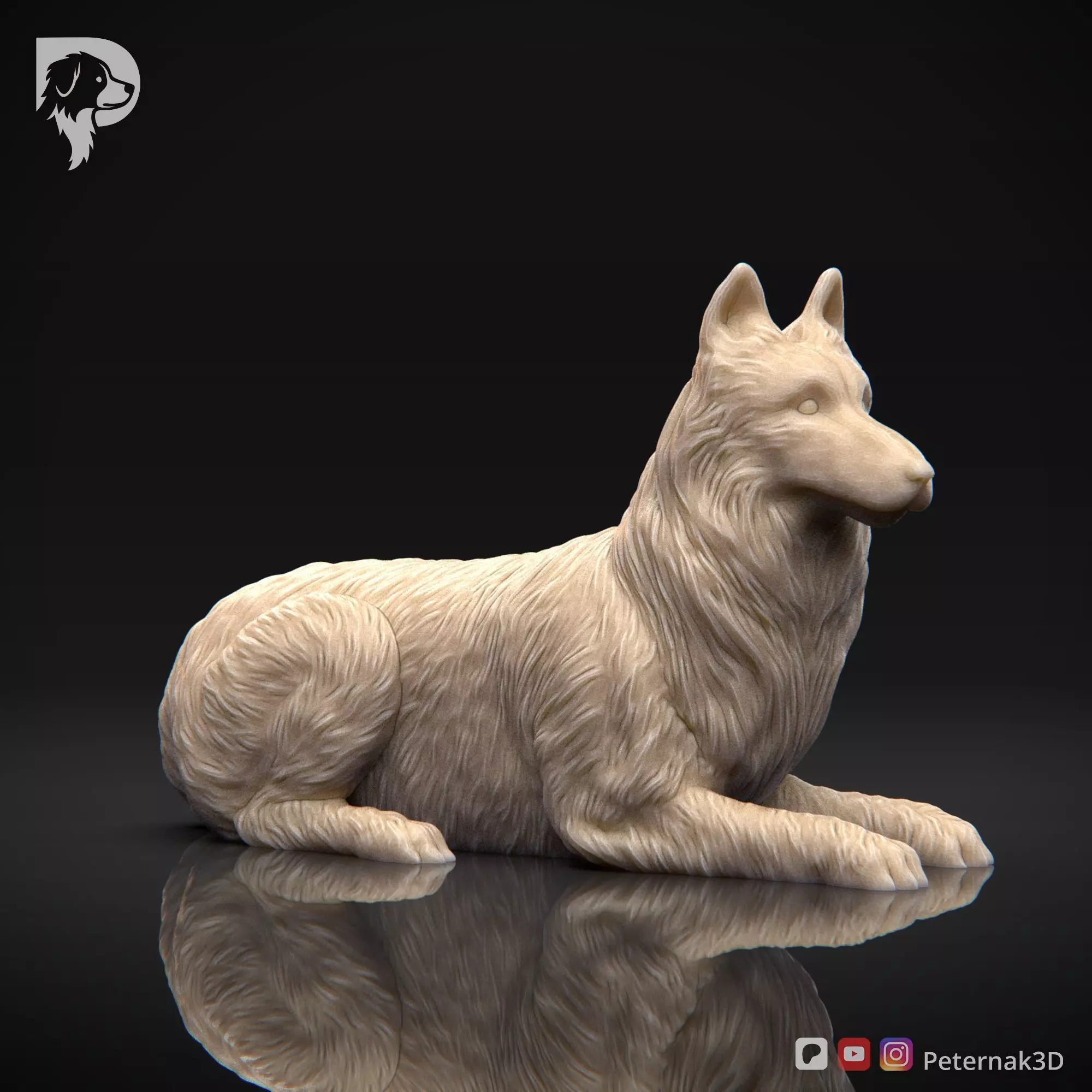 Dog 3D Print Model Belgian Shepherd Dog Tervueren Pose 09 STL 3D print model_3