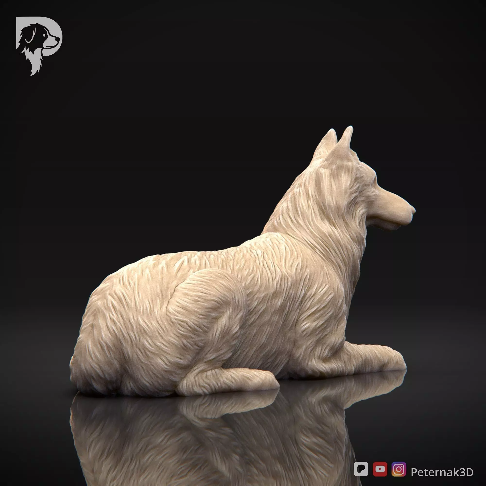 Dog 3D Print Model Belgian Shepherd Dog Tervueren Pose 09 STL 3D print model_5
