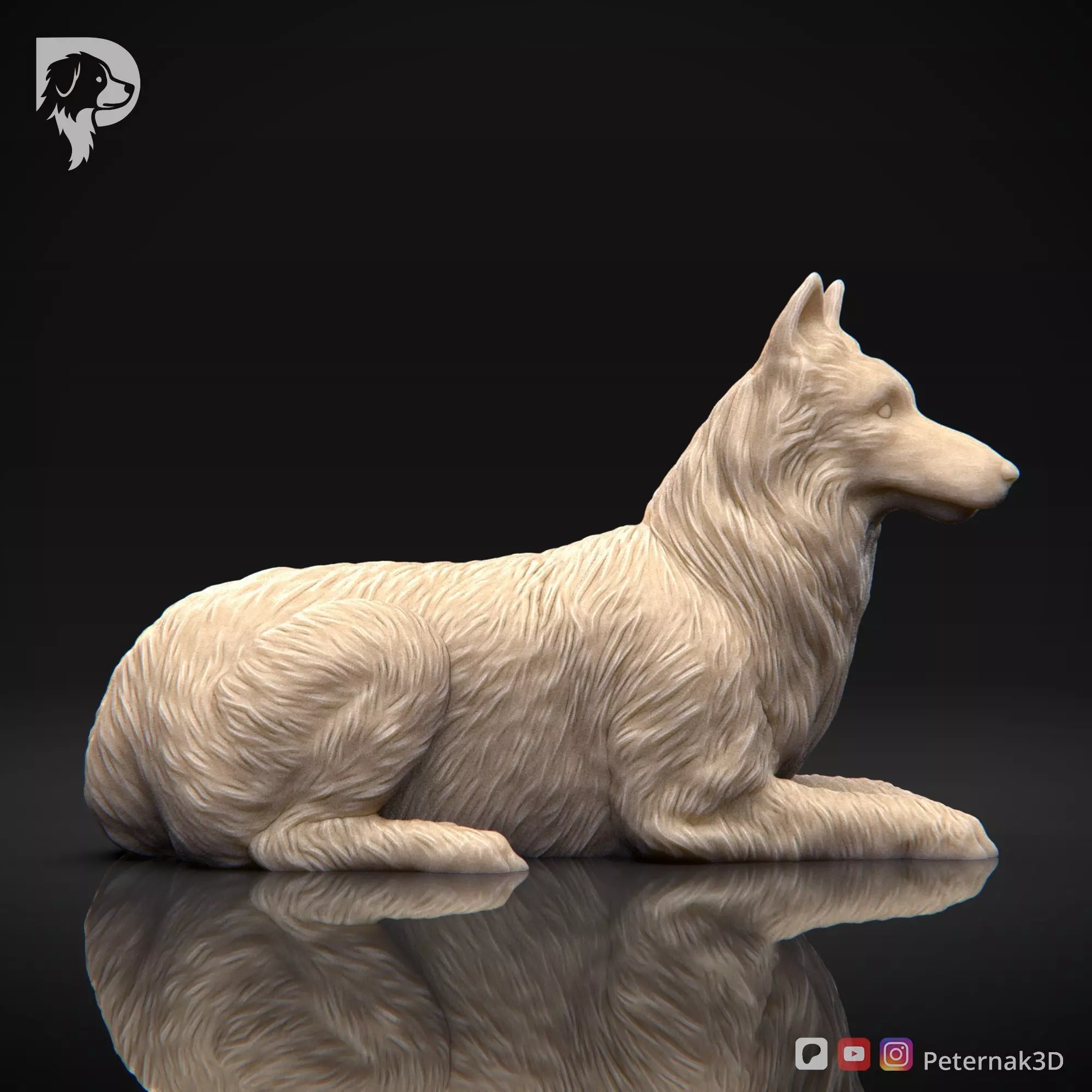 Dog 3D Print Model Belgian Shepherd Dog Tervueren Pose 09 STL 3D print model_4