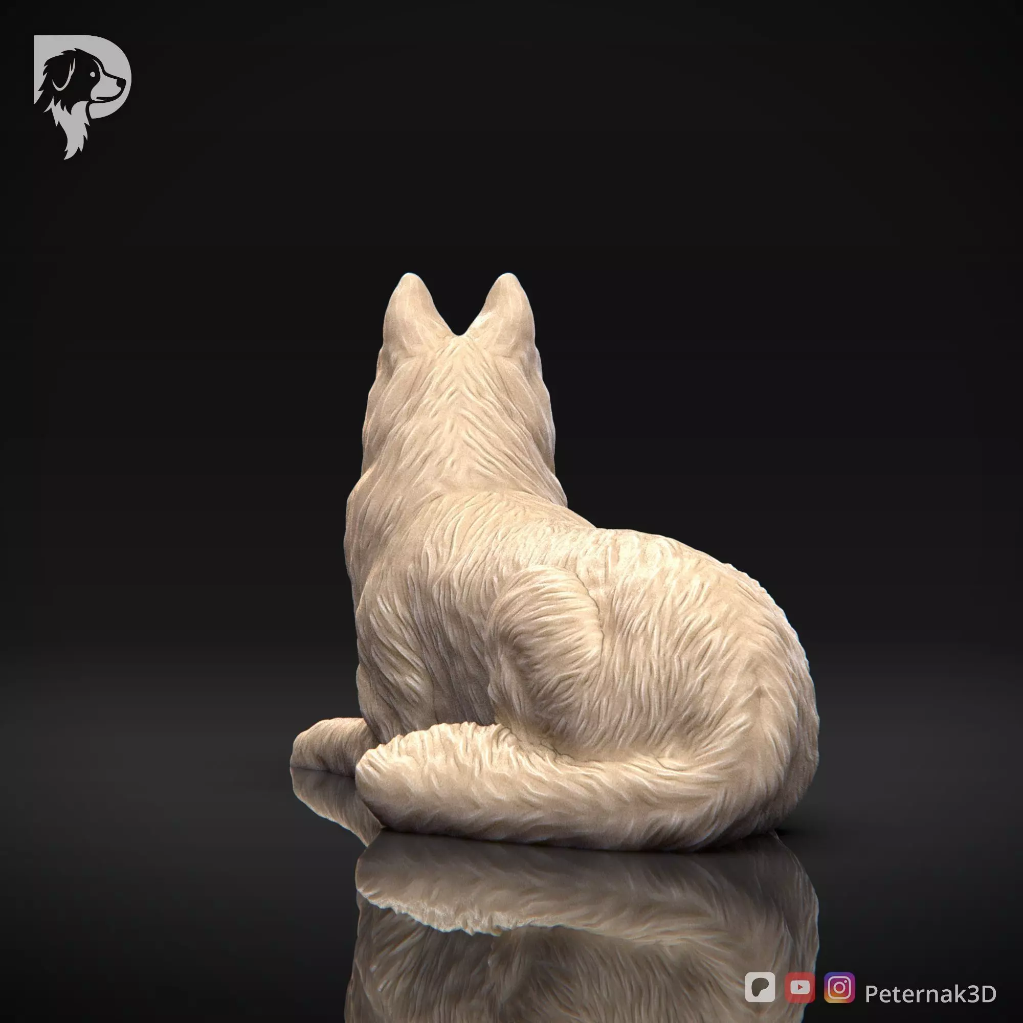 Dog 3D Print Model Belgian Shepherd Dog Tervueren Pose 09 STL 3D print model_7