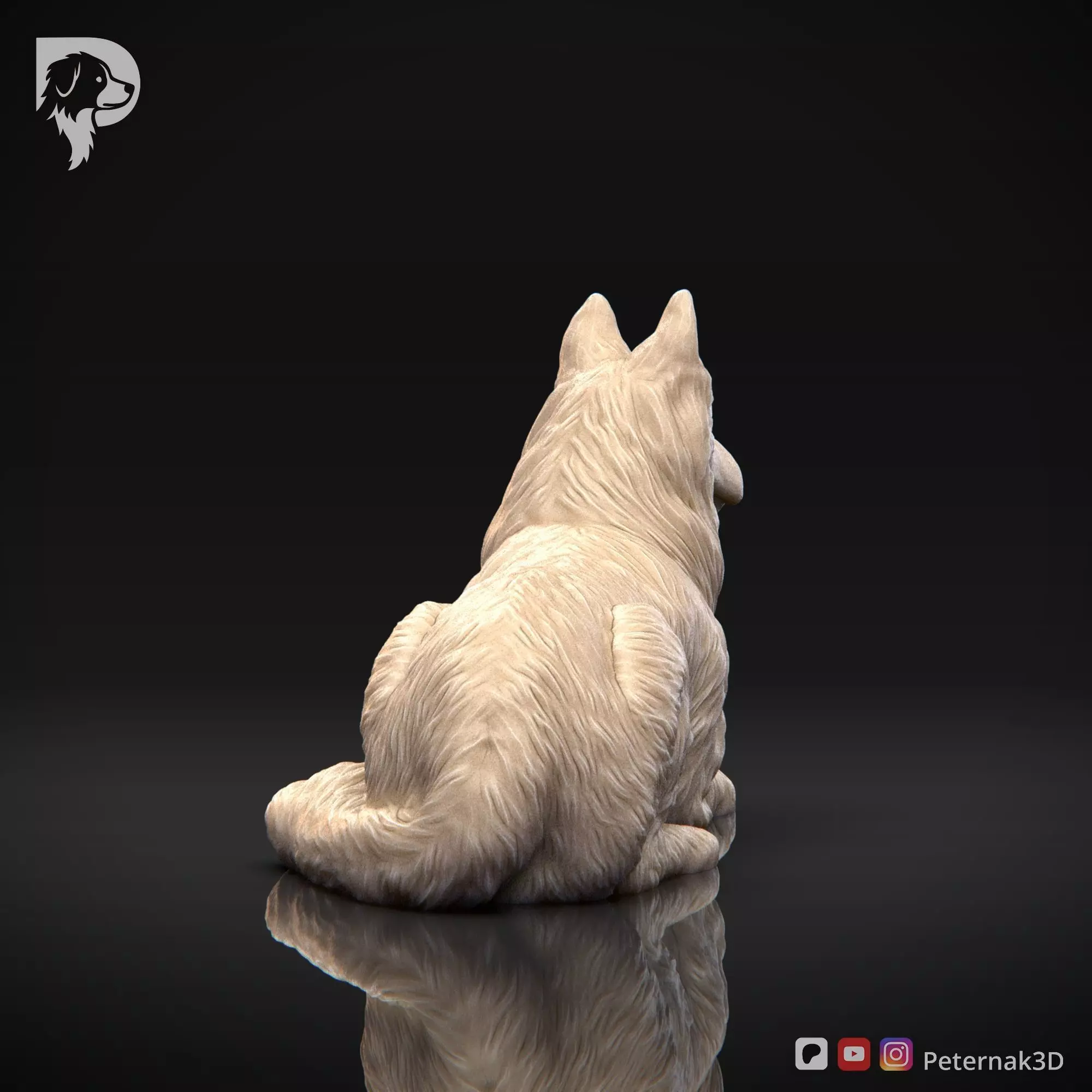 Dog 3D Print Model Belgian Shepherd Dog Tervueren Pose 09 STL 3D print model_6