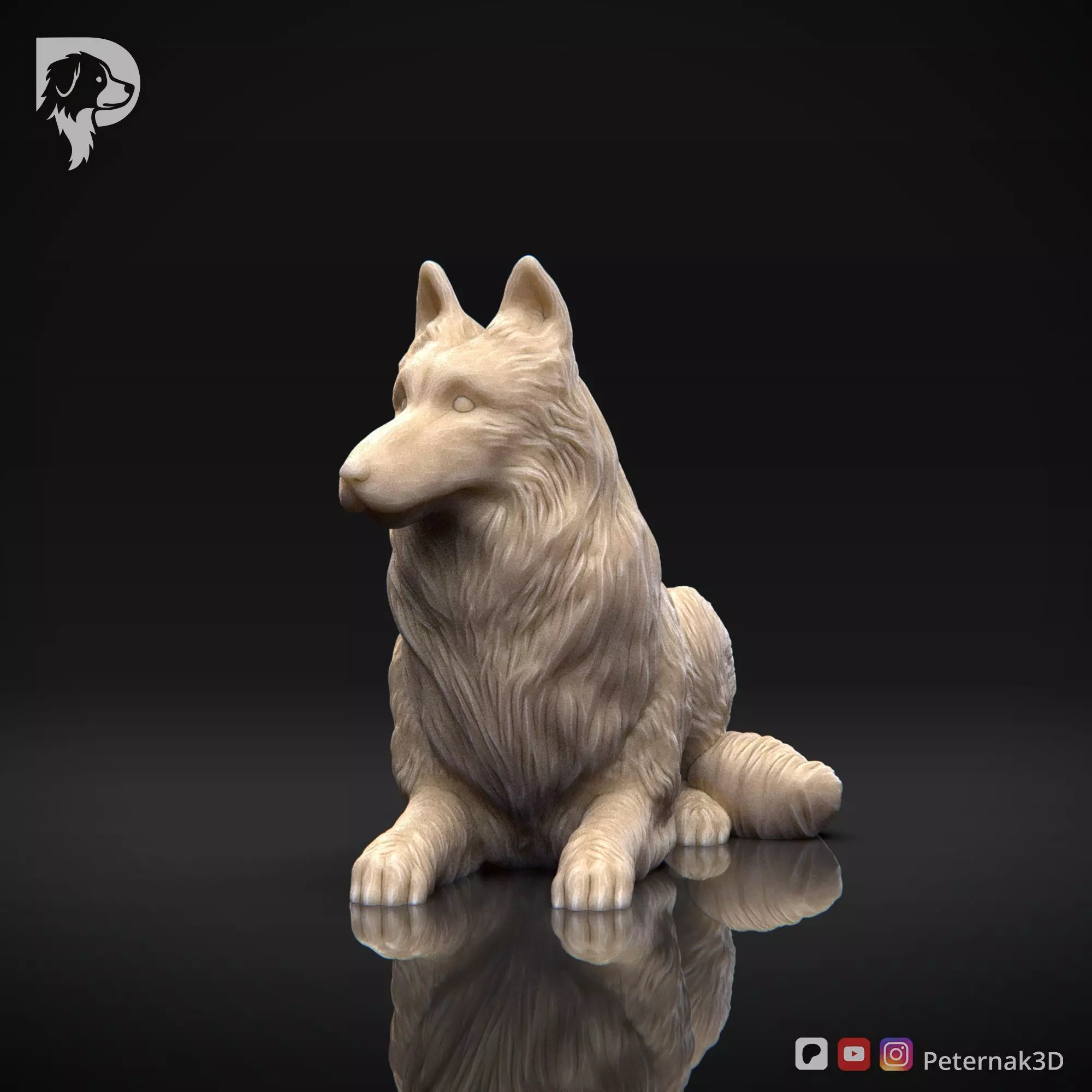 Dog 3D Print Model Belgian Shepherd Dog Tervueren Pose 09 STL 3D print model_11