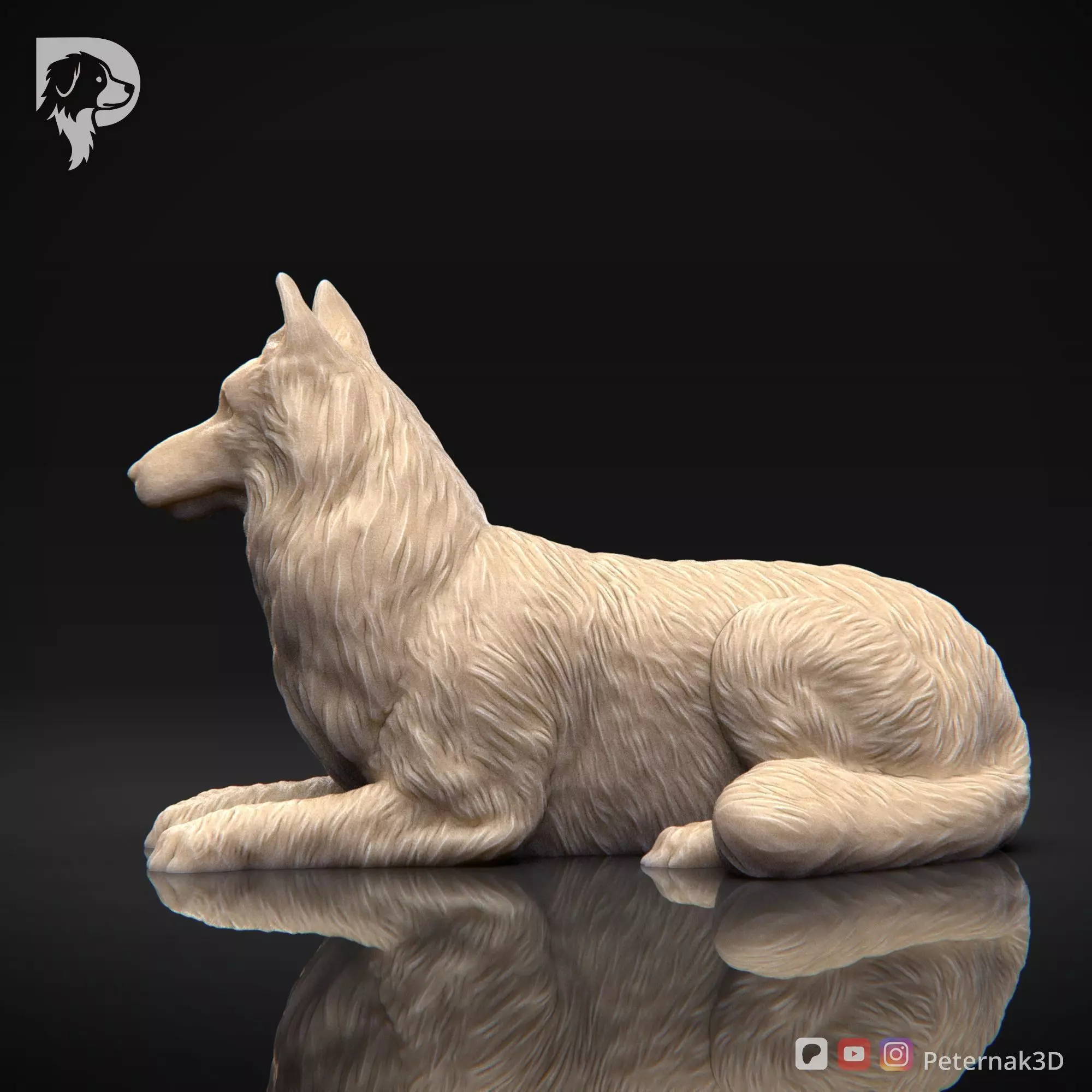 Dog 3D Print Model Belgian Shepherd Dog Tervueren Pose 09 STL 3D print model_9