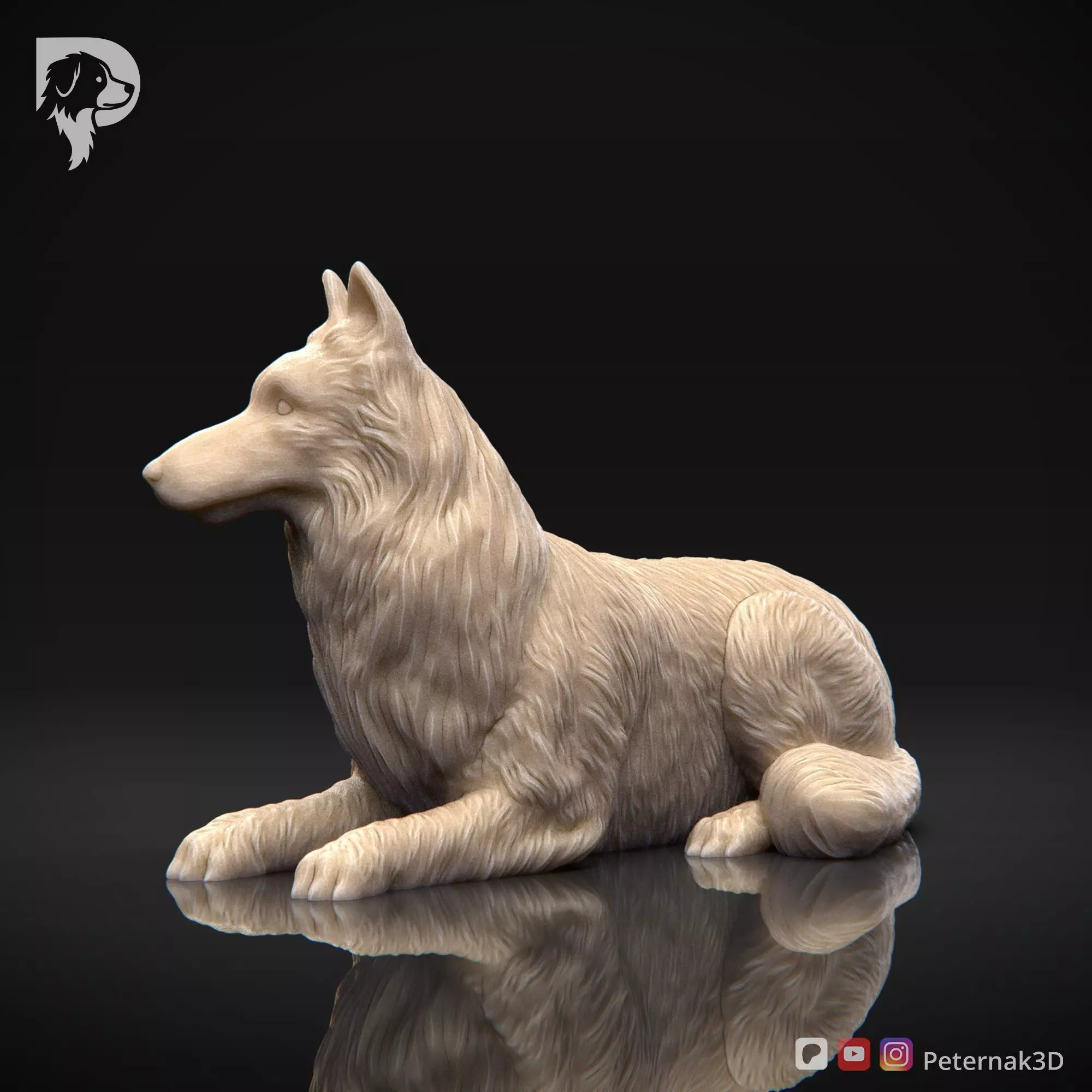 Dog 3D Print Model Belgian Shepherd Dog Tervueren Pose 09 STL 3D print model_10