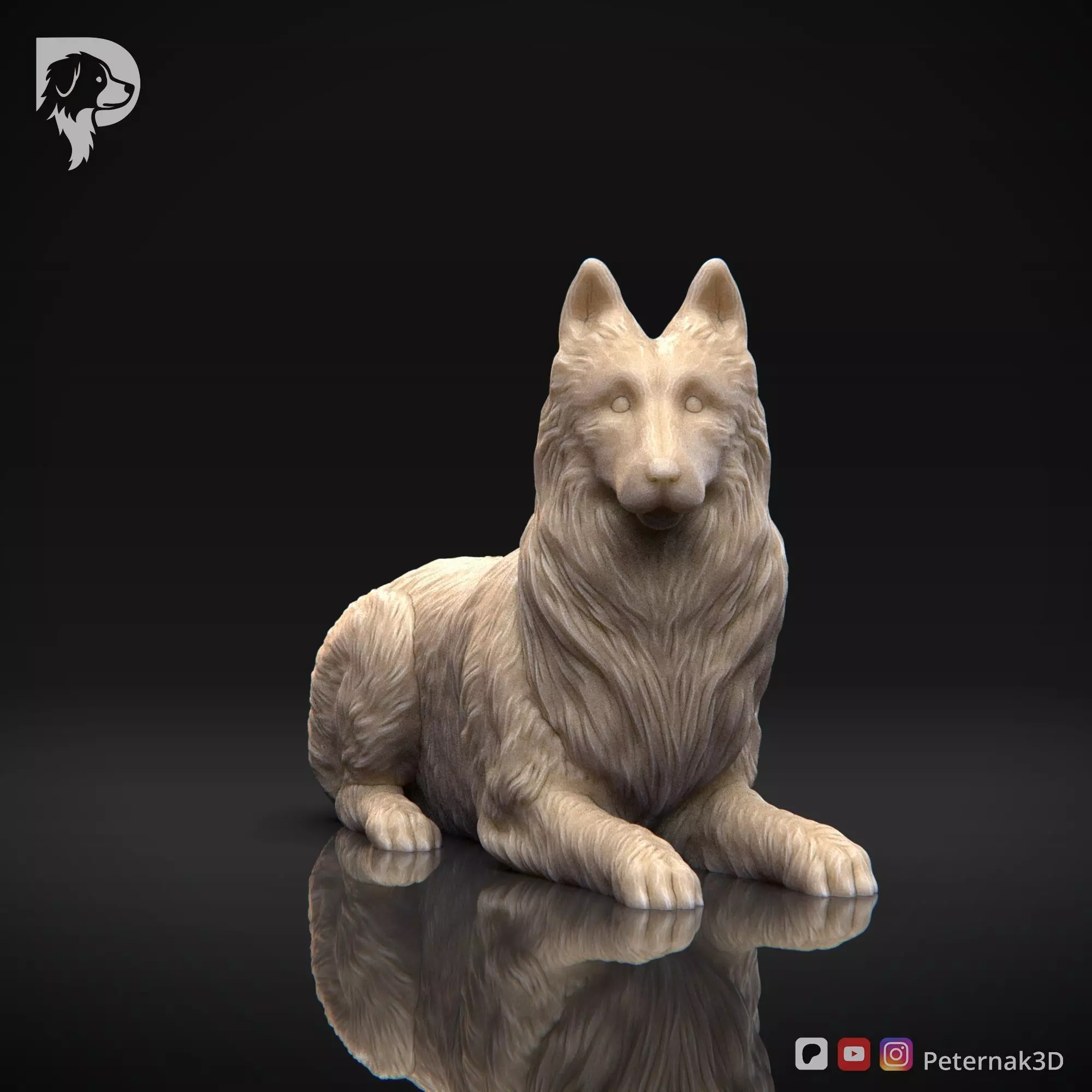 Dog 3D Print Model Belgian Shepherd Dog Tervueren Pose 09 STL 3D print model_2