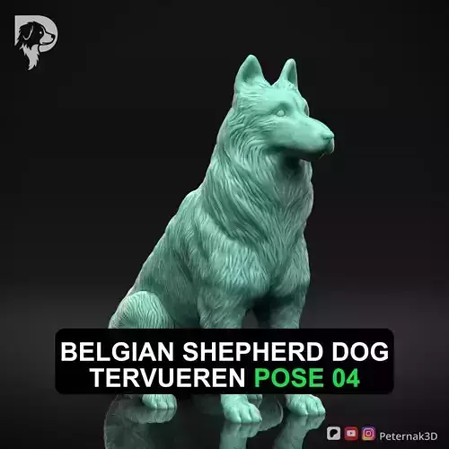 Dog 3D Print Model Belgian Shepherd Dog Tervueren Pose 04 STL