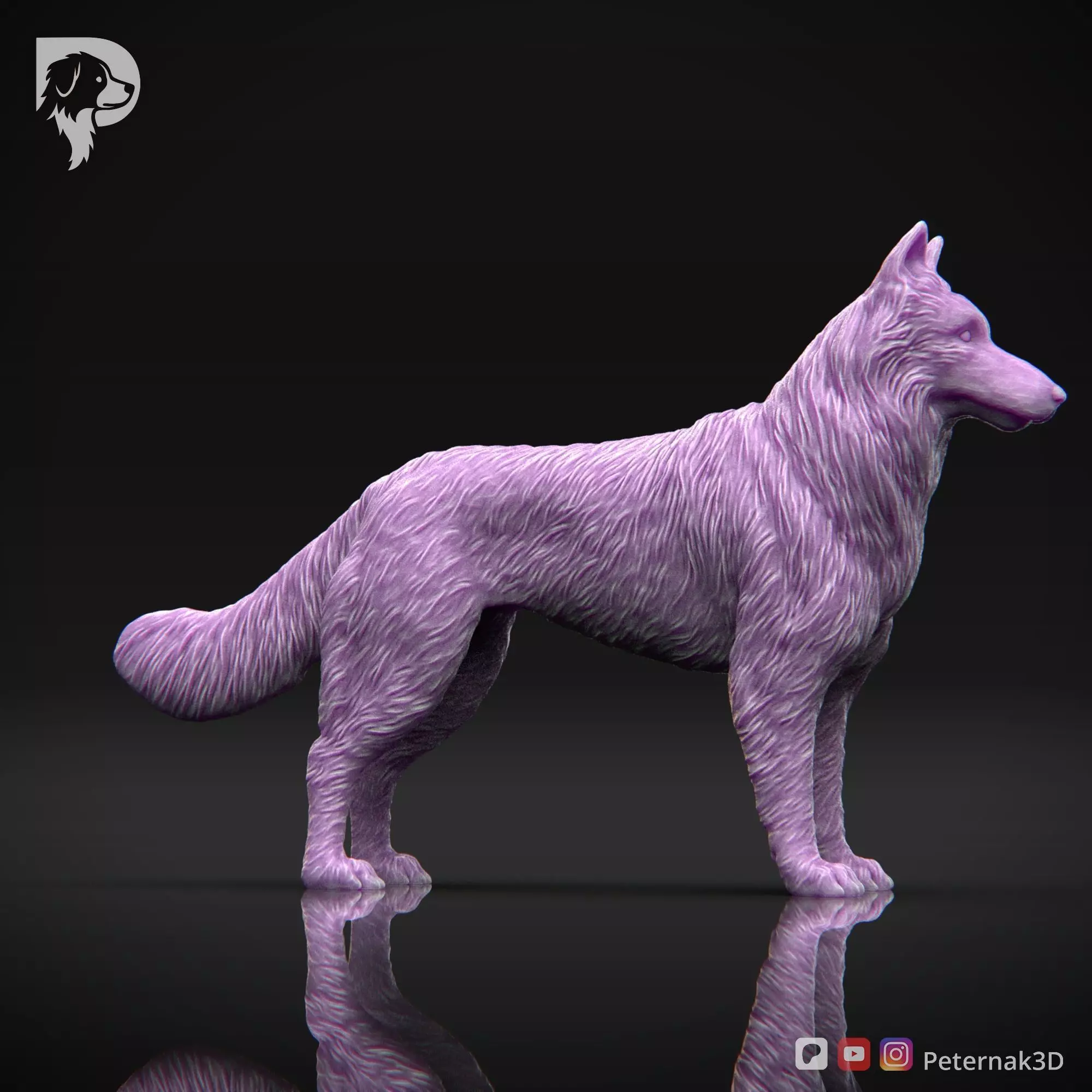 Dog 3D Print Model Belgian Shepherd Dog Tervueren Pose 01 STL 3D print model_4
