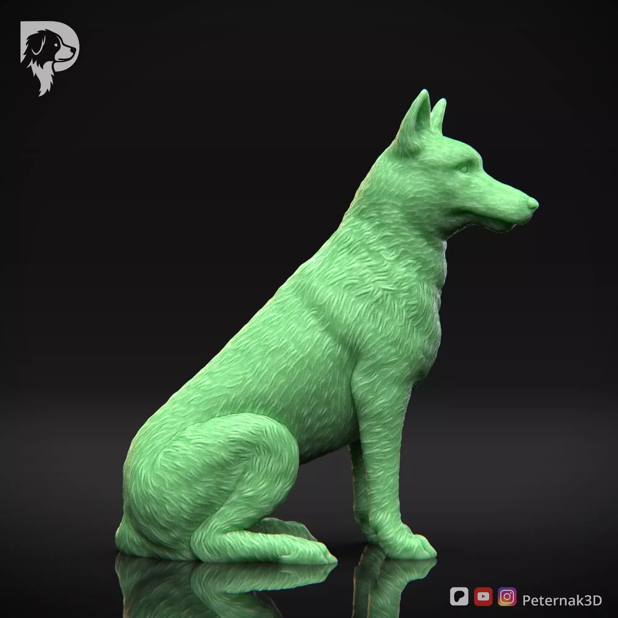 Dog 3D Print Model Belgian Shepherd Dog Malinois Pose 06 STL 3D print model_4