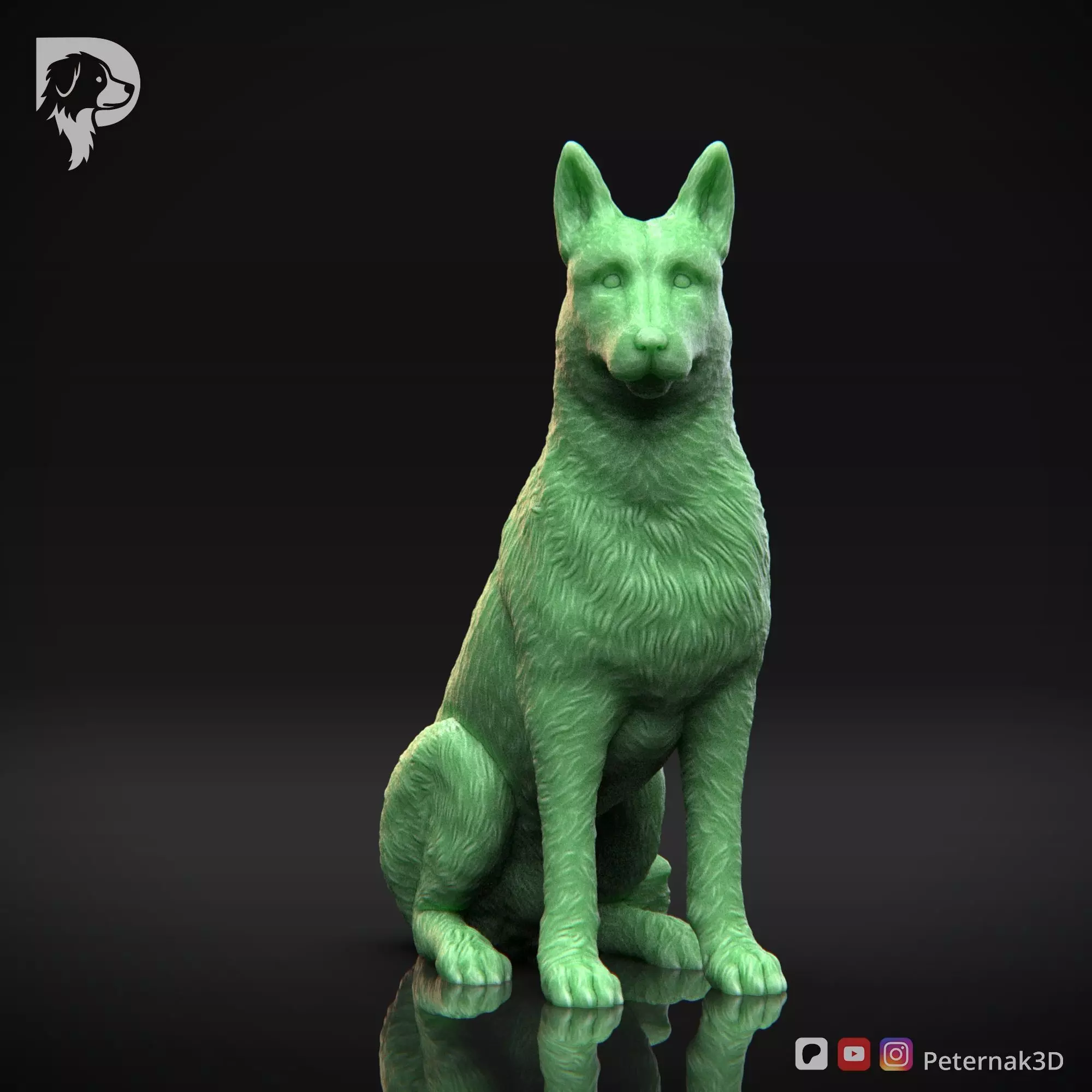 Dog 3D Print Model Belgian Shepherd Dog Malinois Pose 06 STL 3D print model_2