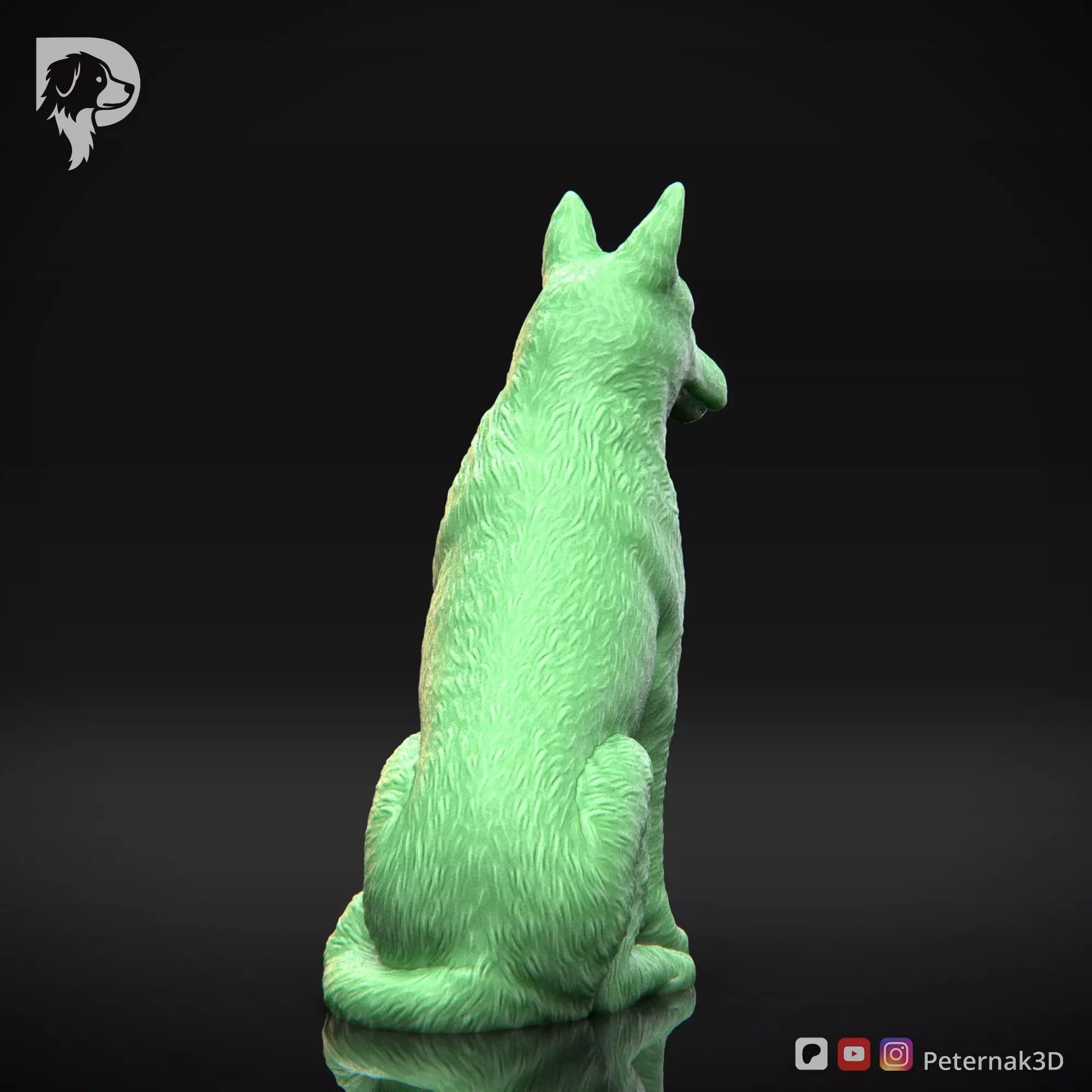 Dog 3D Print Model Belgian Shepherd Dog Malinois Pose 06 STL 3D print model_6
