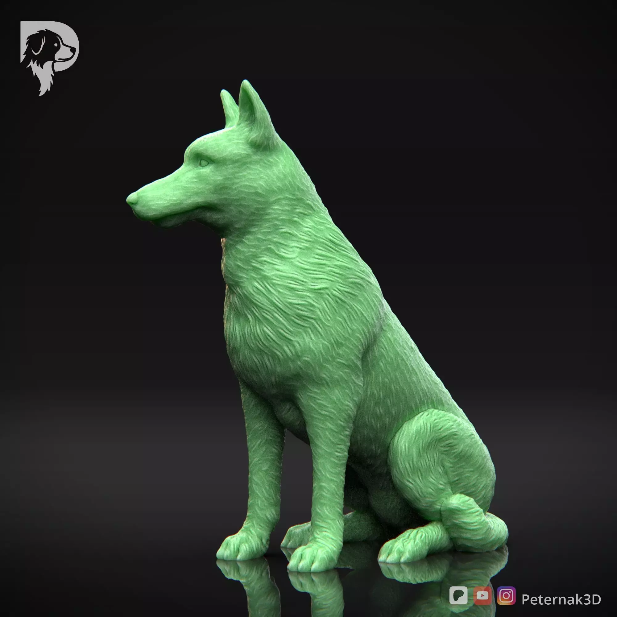 Dog 3D Print Model Belgian Shepherd Dog Malinois Pose 06 STL 3D print model_10