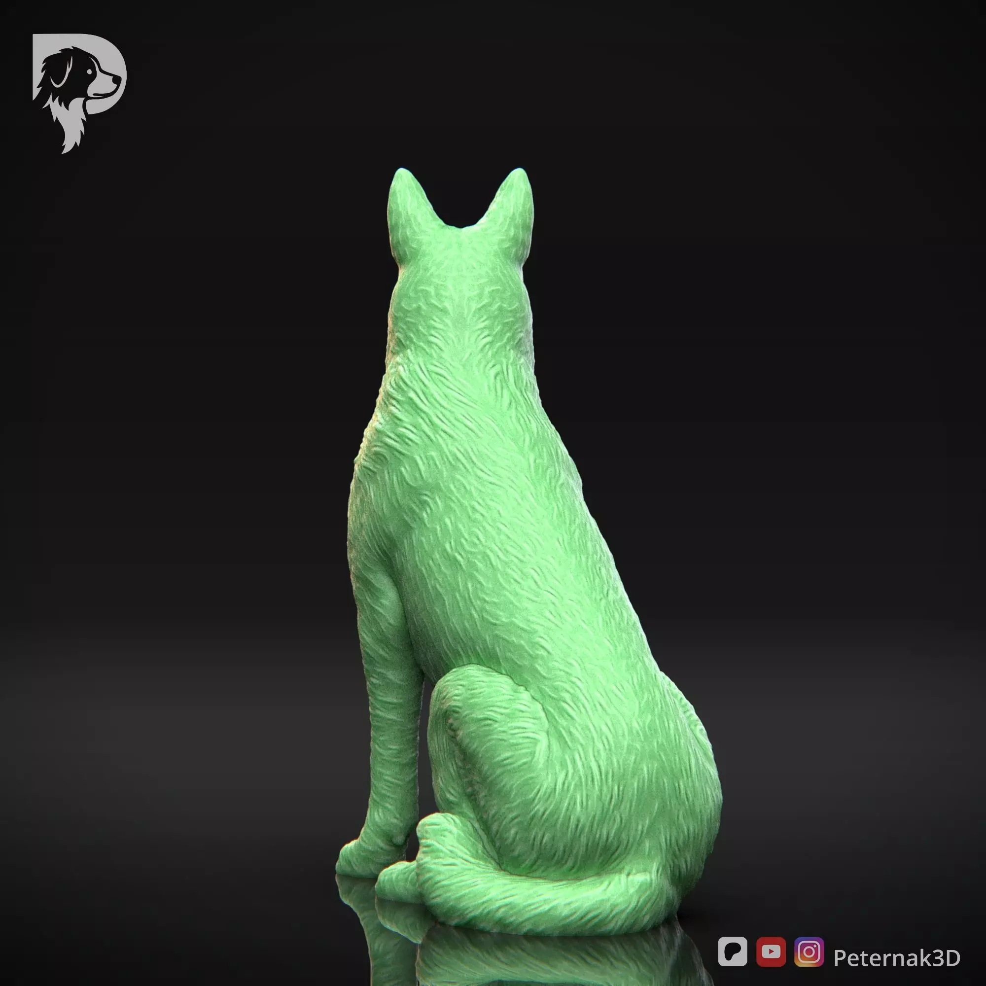 Dog 3D Print Model Belgian Shepherd Dog Malinois Pose 06 STL 3D print model_7