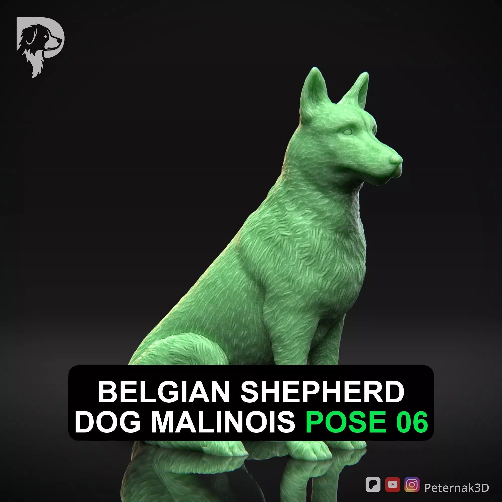 Dog 3D Print Model Belgian Shepherd Dog Malinois Pose 06 STL 3D print model_0
