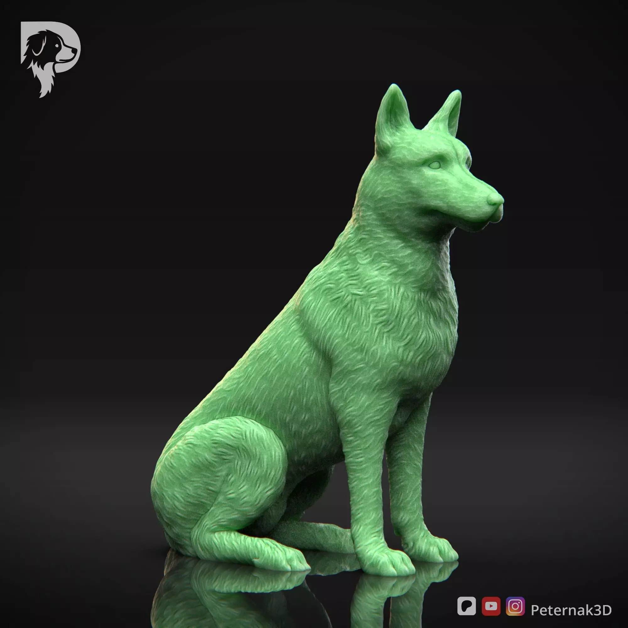 Dog 3D Print Model Belgian Shepherd Dog Malinois Pose 06 STL 3D print model_3