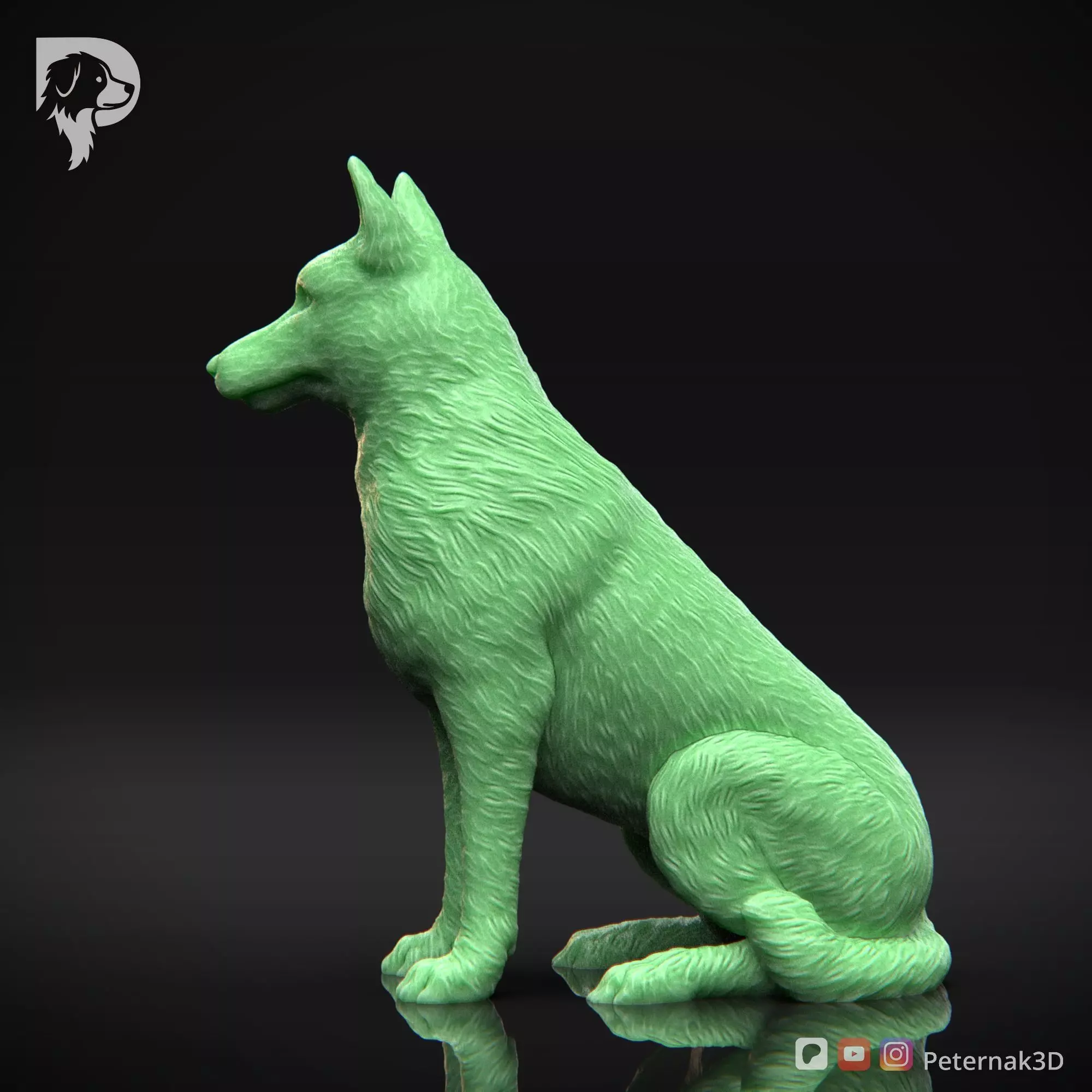 Dog 3D Print Model Belgian Shepherd Dog Malinois Pose 06 STL 3D print model_9