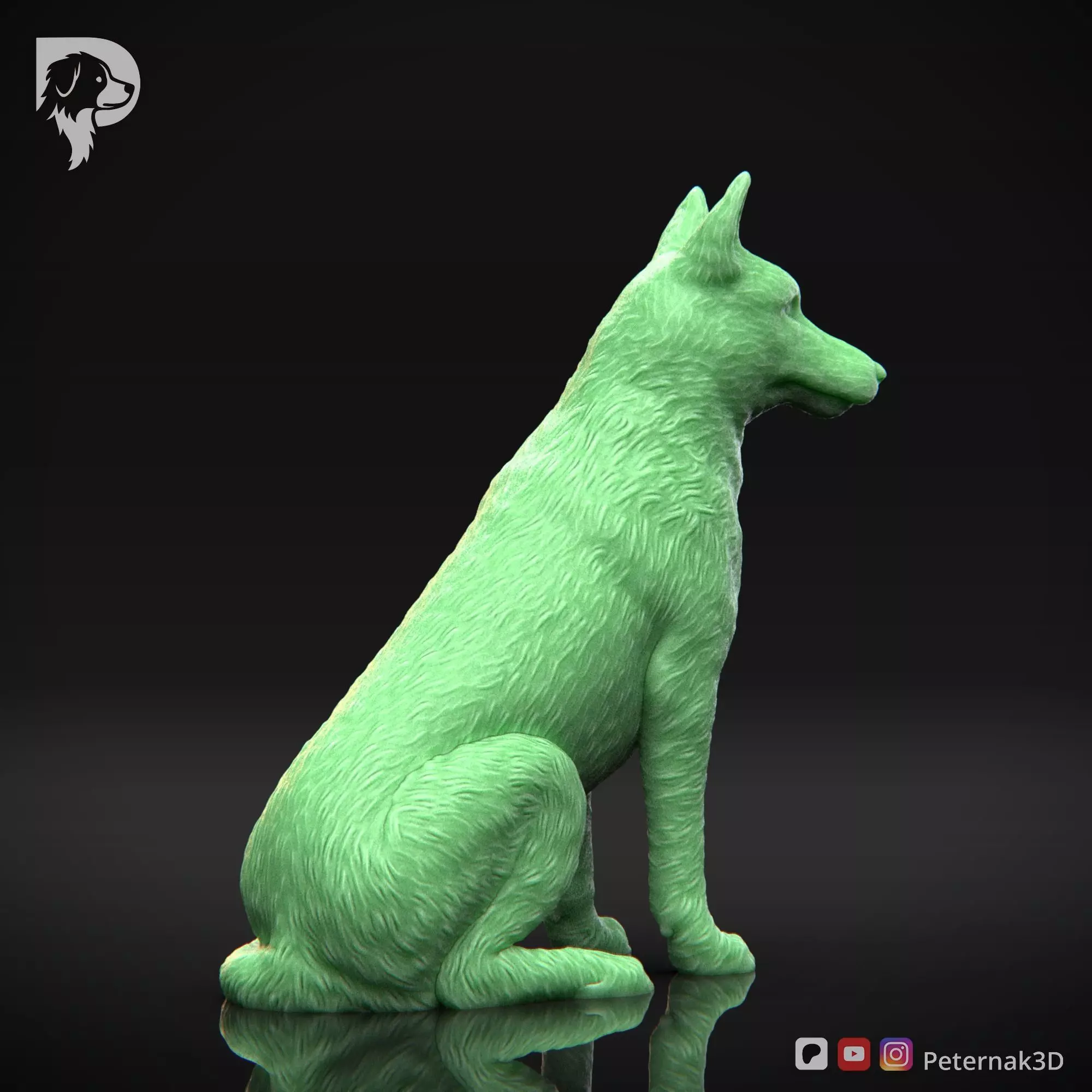 Dog 3D Print Model Belgian Shepherd Dog Malinois Pose 06 STL 3D print model_5