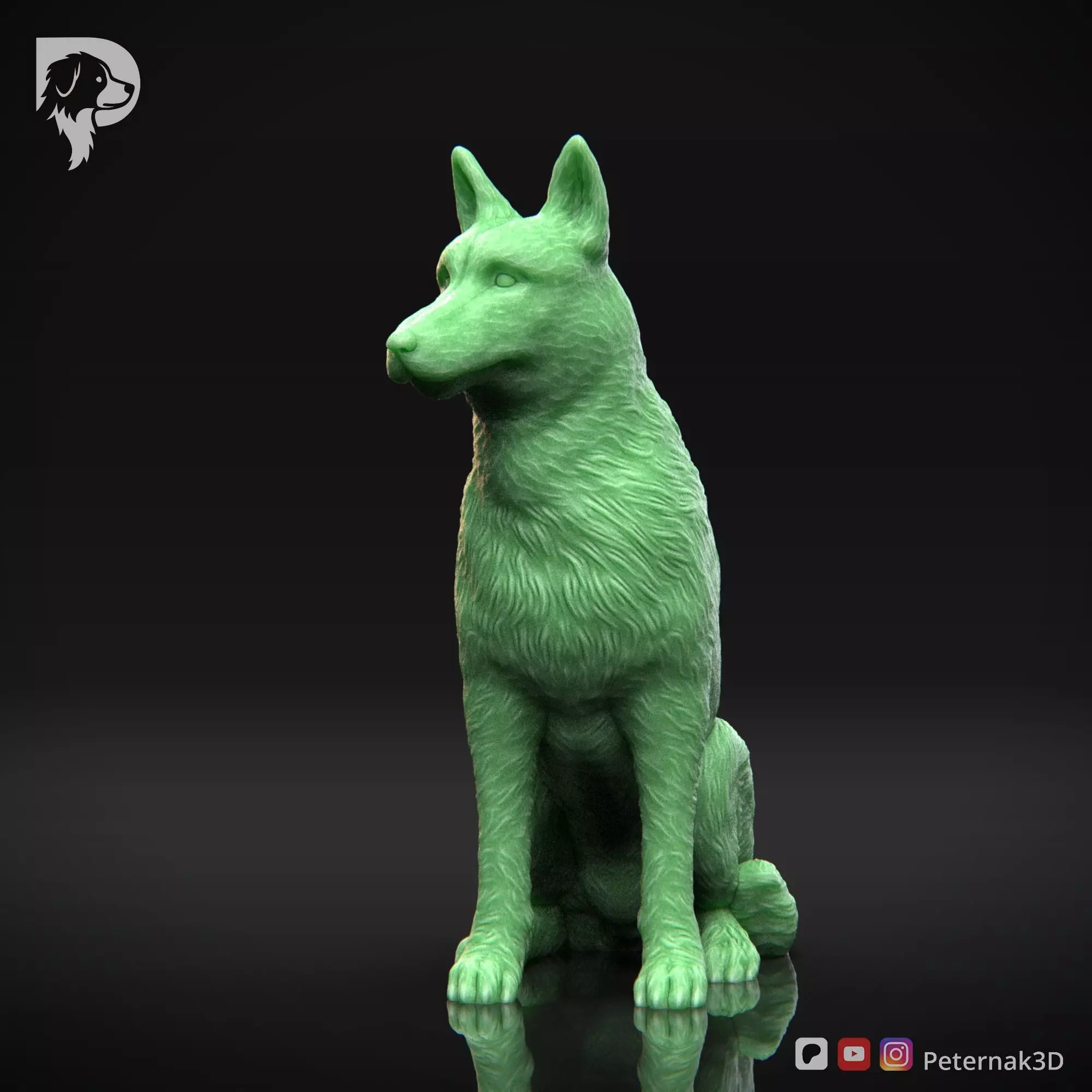 Dog 3D Print Model Belgian Shepherd Dog Malinois Pose 06 STL 3D print model_11