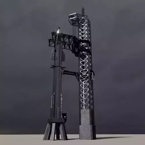 Rocket inspired in starship Free low-poly 3D model