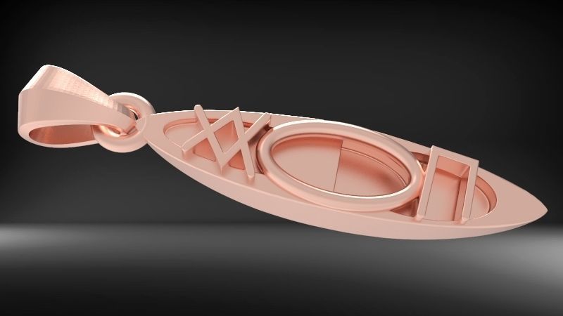 3D Kayak Charm Necklace Pendant Jewelry  3D print model_7