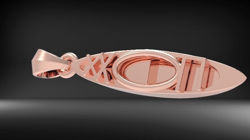 3D Kayak Charm Necklace Pendant Jewelry  3D print model_6